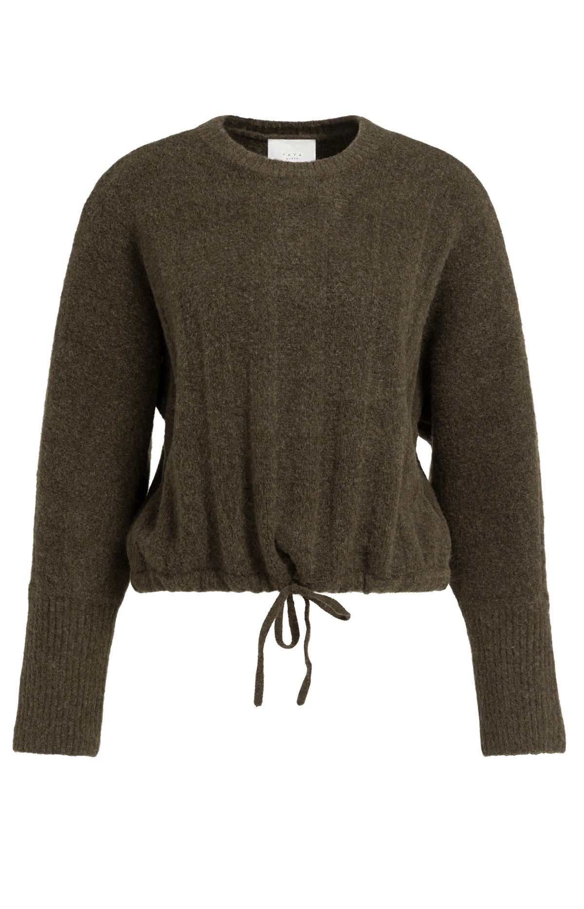 YAYA Trui Met Vleermuismouwen En Trekkoord Black/Brown