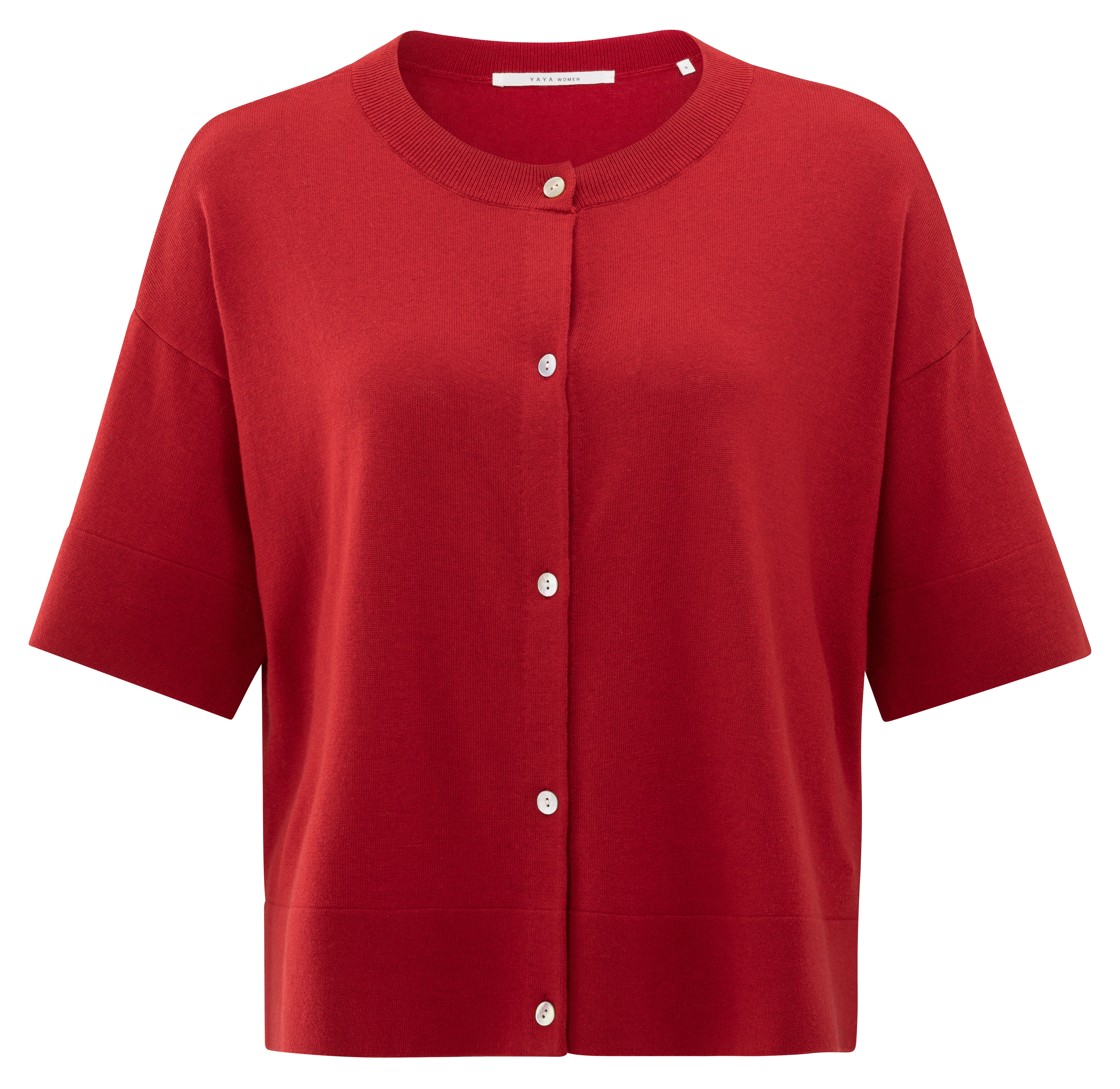 Oversized Fijngebreid Vest YAYA Scarlet Sage Red