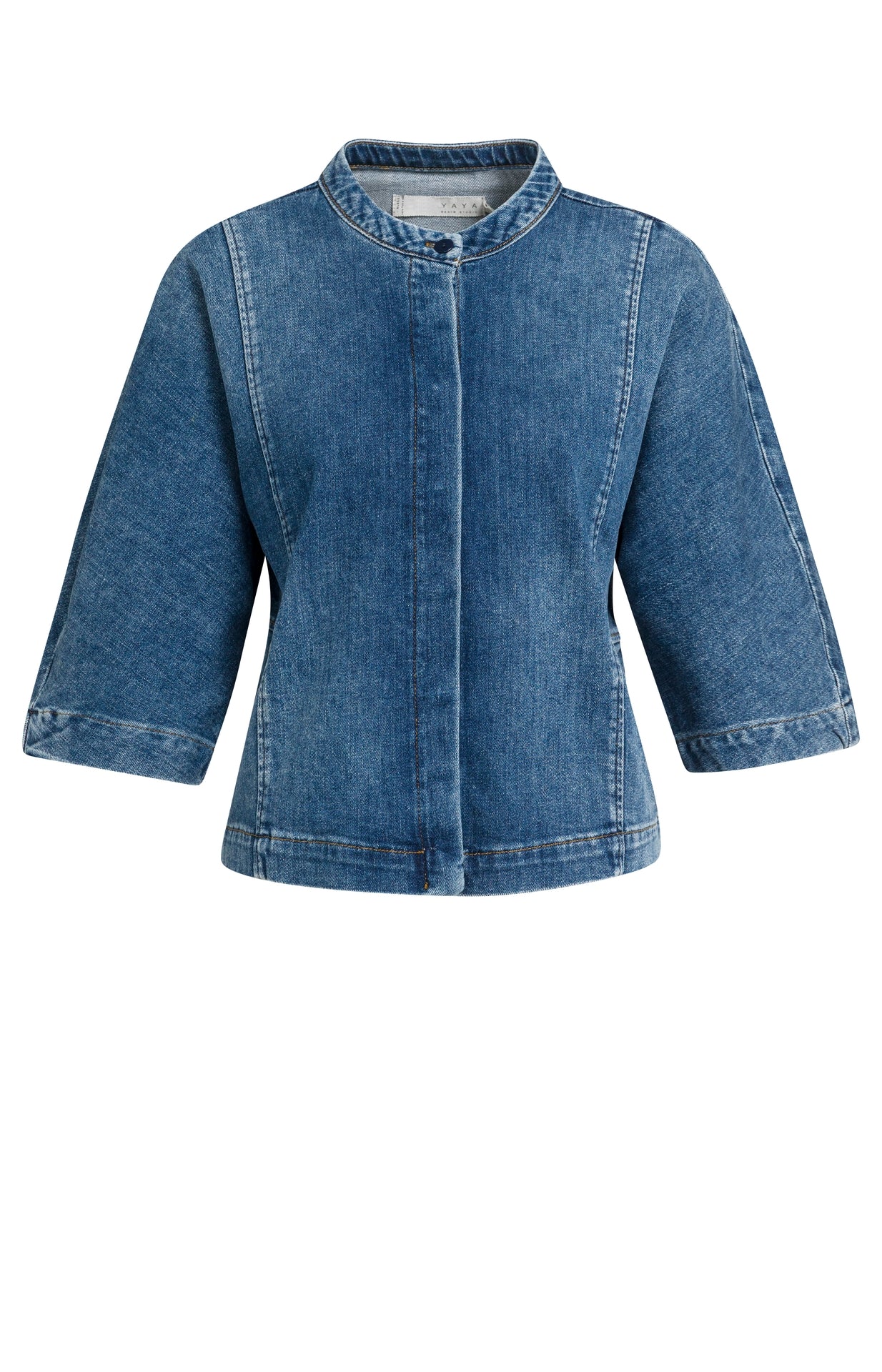 YAYA Denim Blouse Met Korte Mouwen