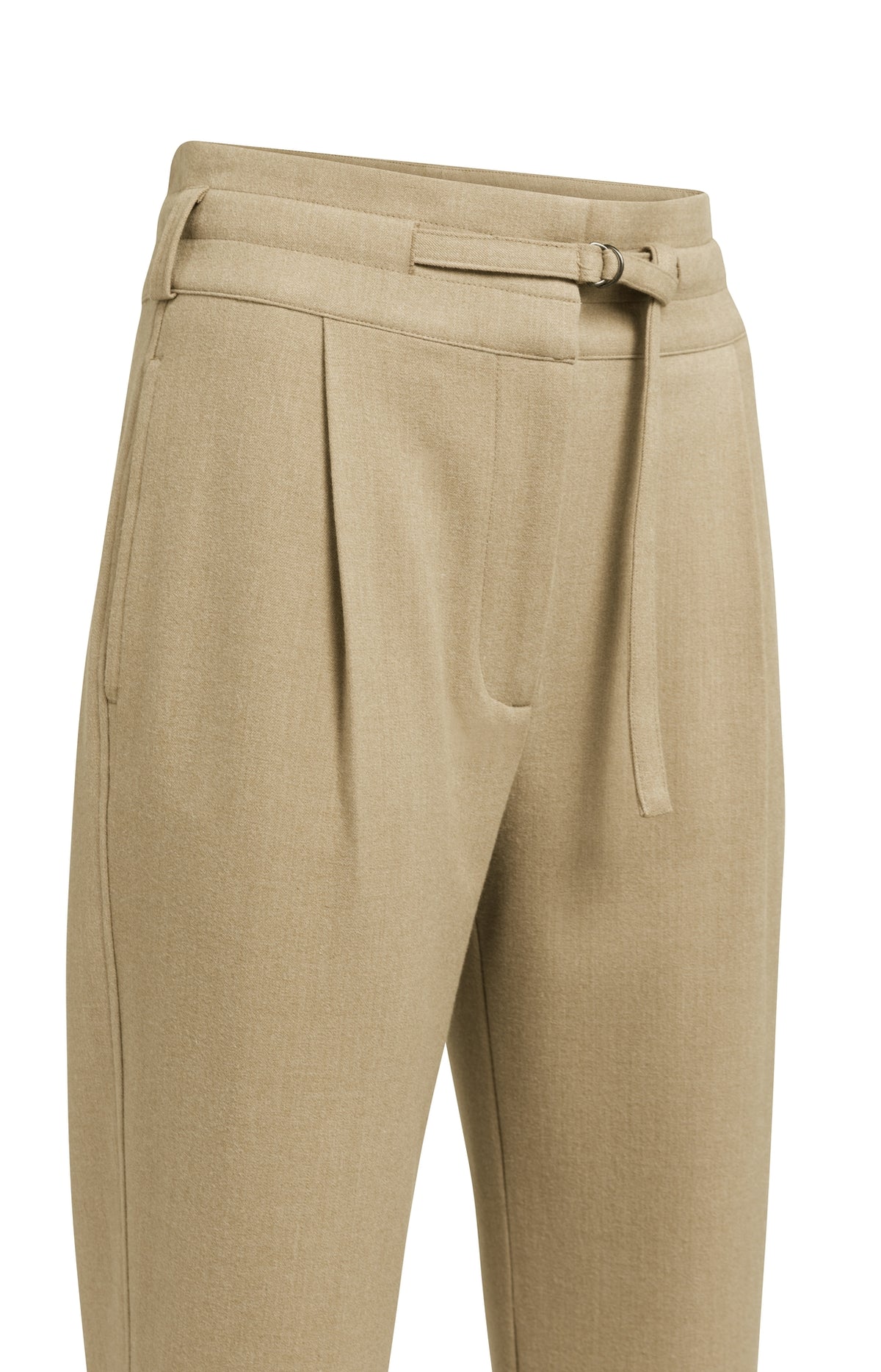 YAYA Geweven Broek Hoge Taille En Sierlijke Band Brown Melange