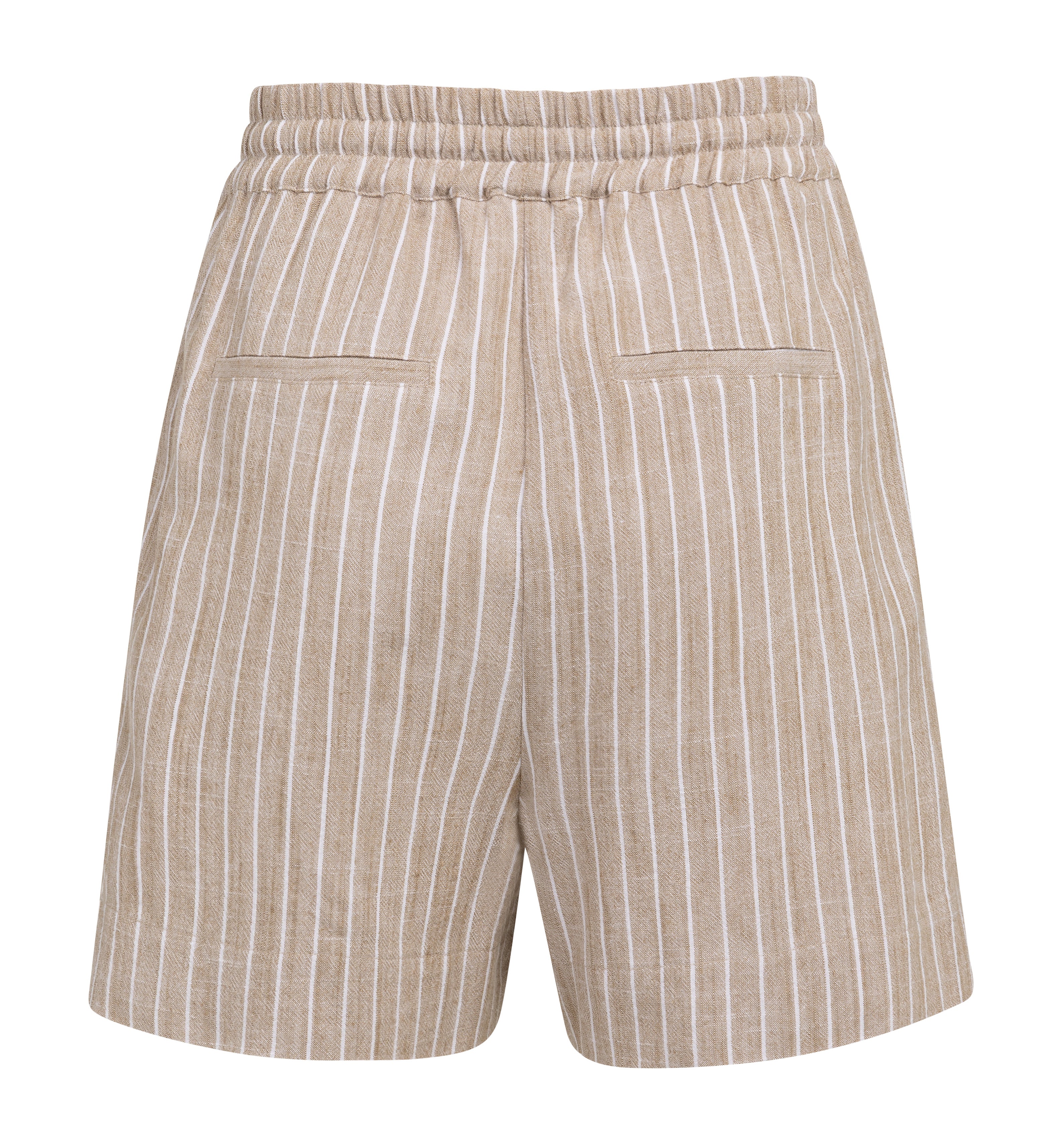 YAYA Gestreepte Short Met Elastische Taille Safari Brown