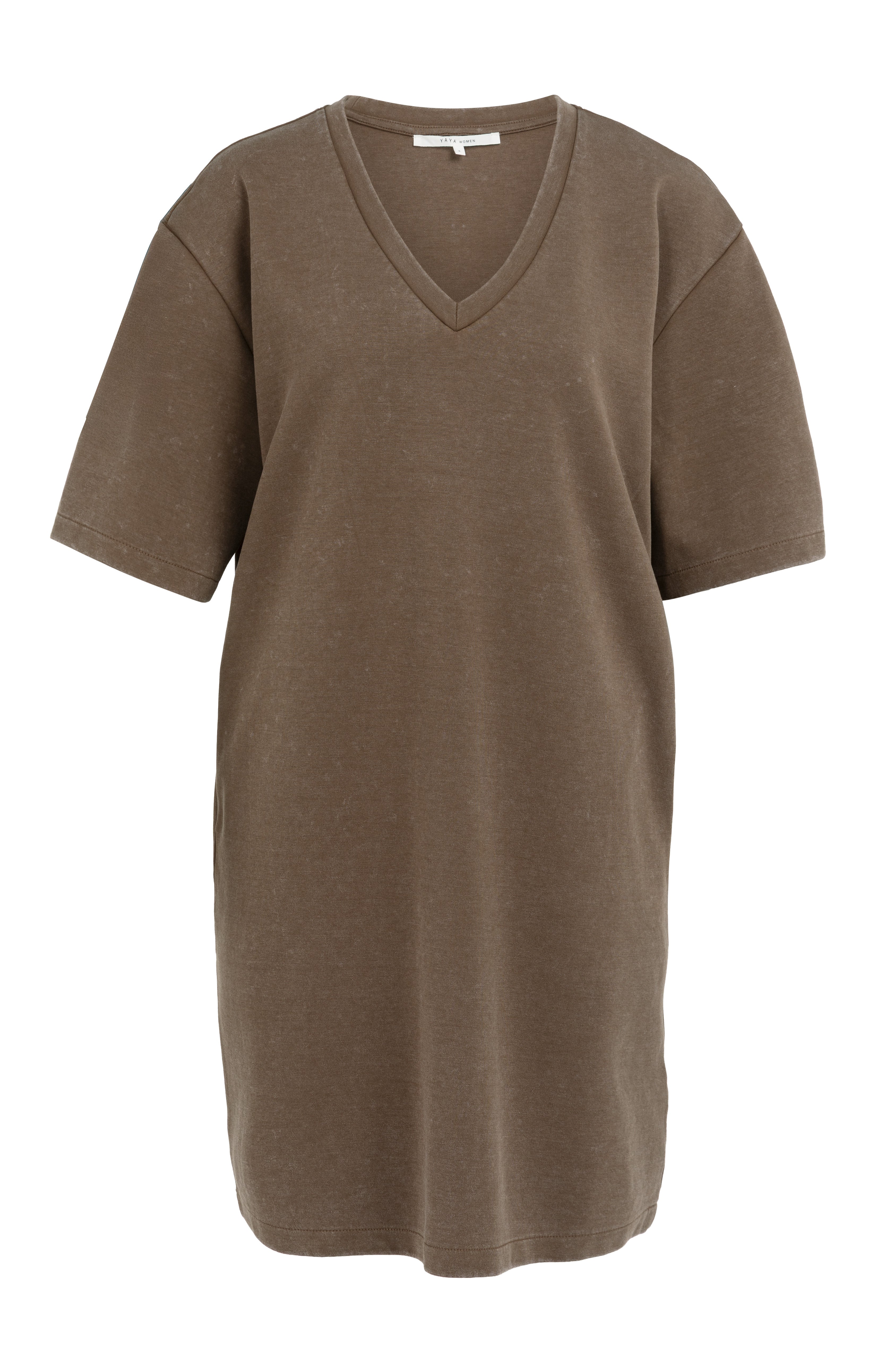 Yaya Jersey V-Neck Dress Brown