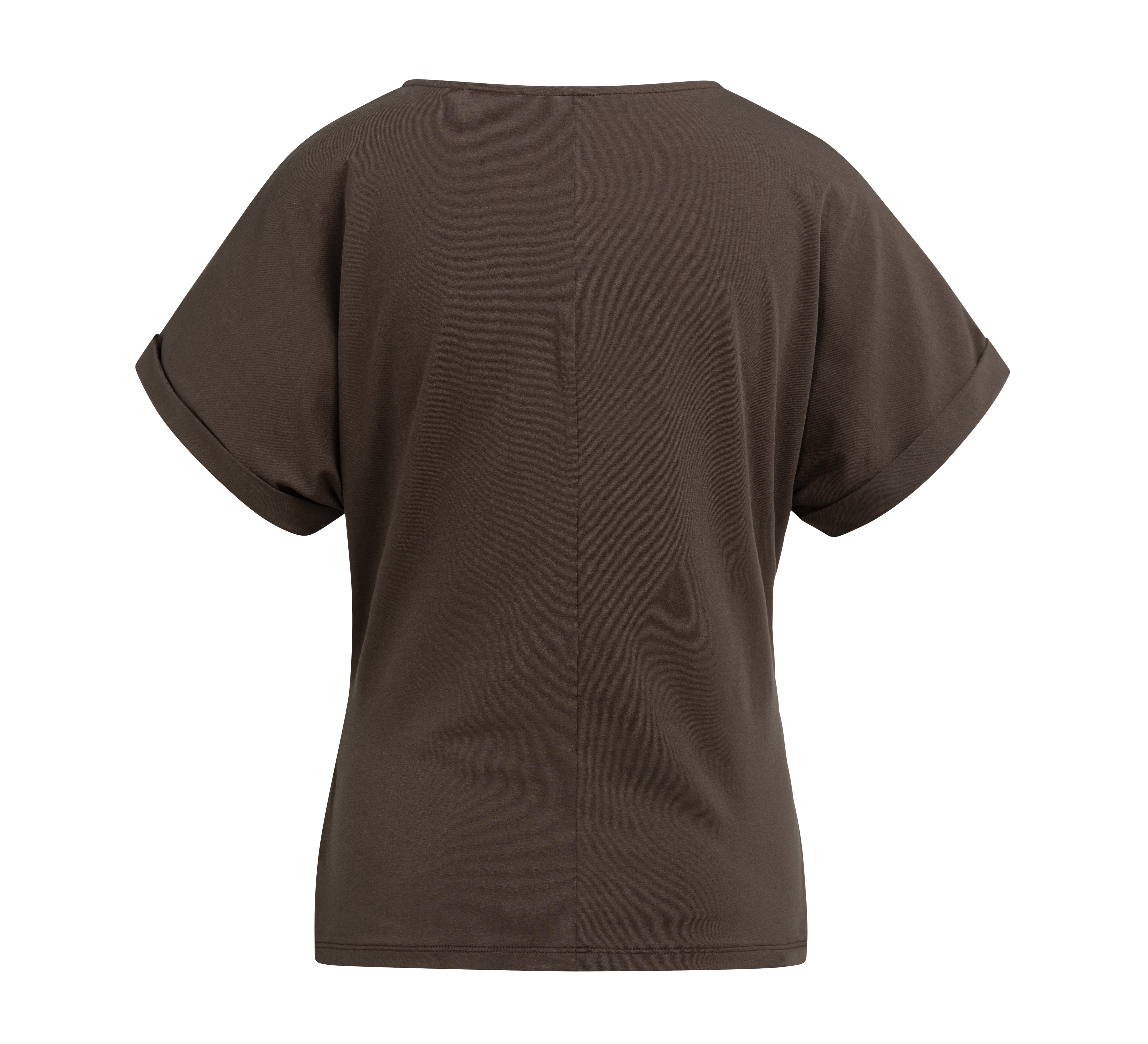 YAYA Top Met Ronde Hals En Knoopdetail Aubergine Purple