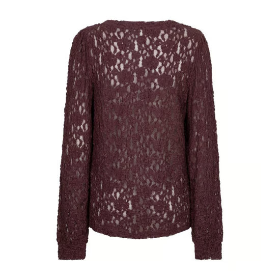 Red Button Top Lace Burgundy