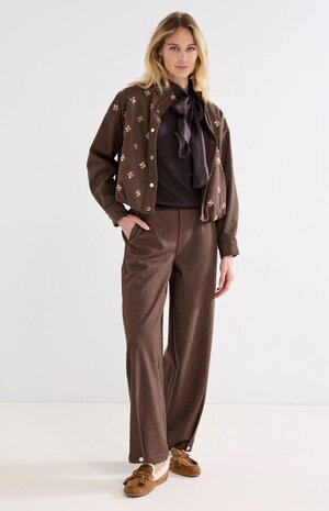 Tramontana Tweed Jacket Sequin Cafe Noir Melange