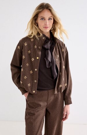 Tramontana Tweed Jacket Sequin Cafe Noir Melange