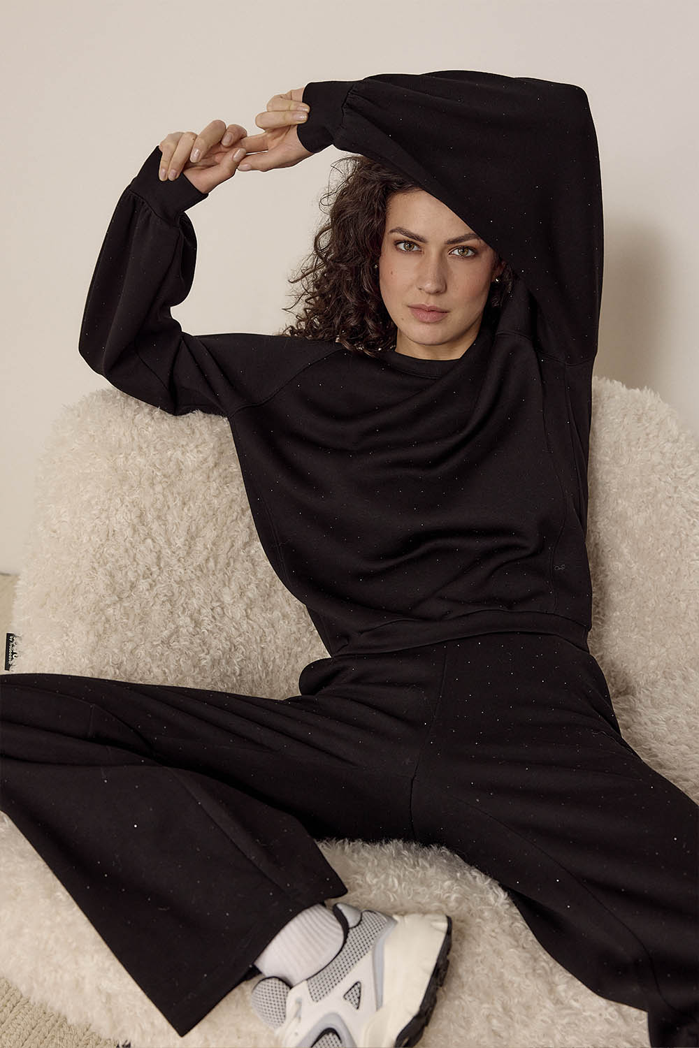 Tramontana Technische Wide-Leg Joggingbroek Met Strassstenen Zwart