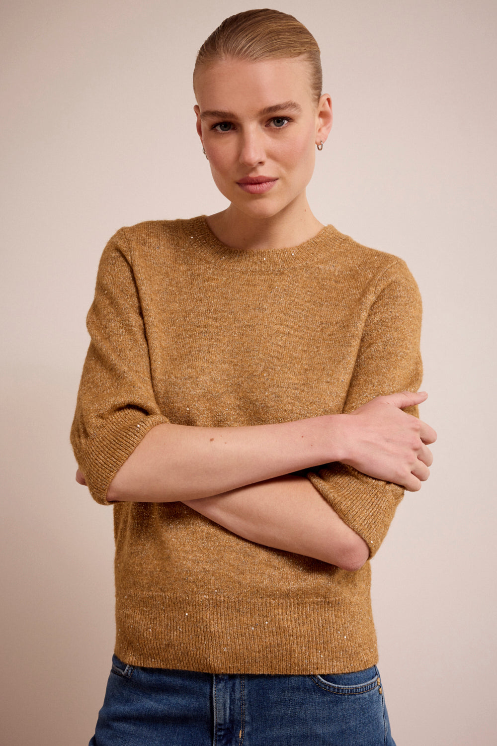 Knitted Sweater Tramontana Camel Melange