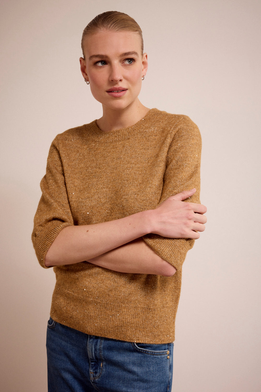 Knitted Sweater Tramontana Camel Melange