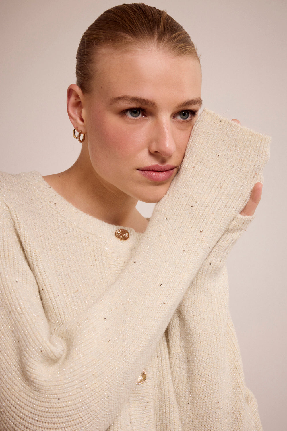 Knitted Cardigan Shimmer Tramontana Stone Melange