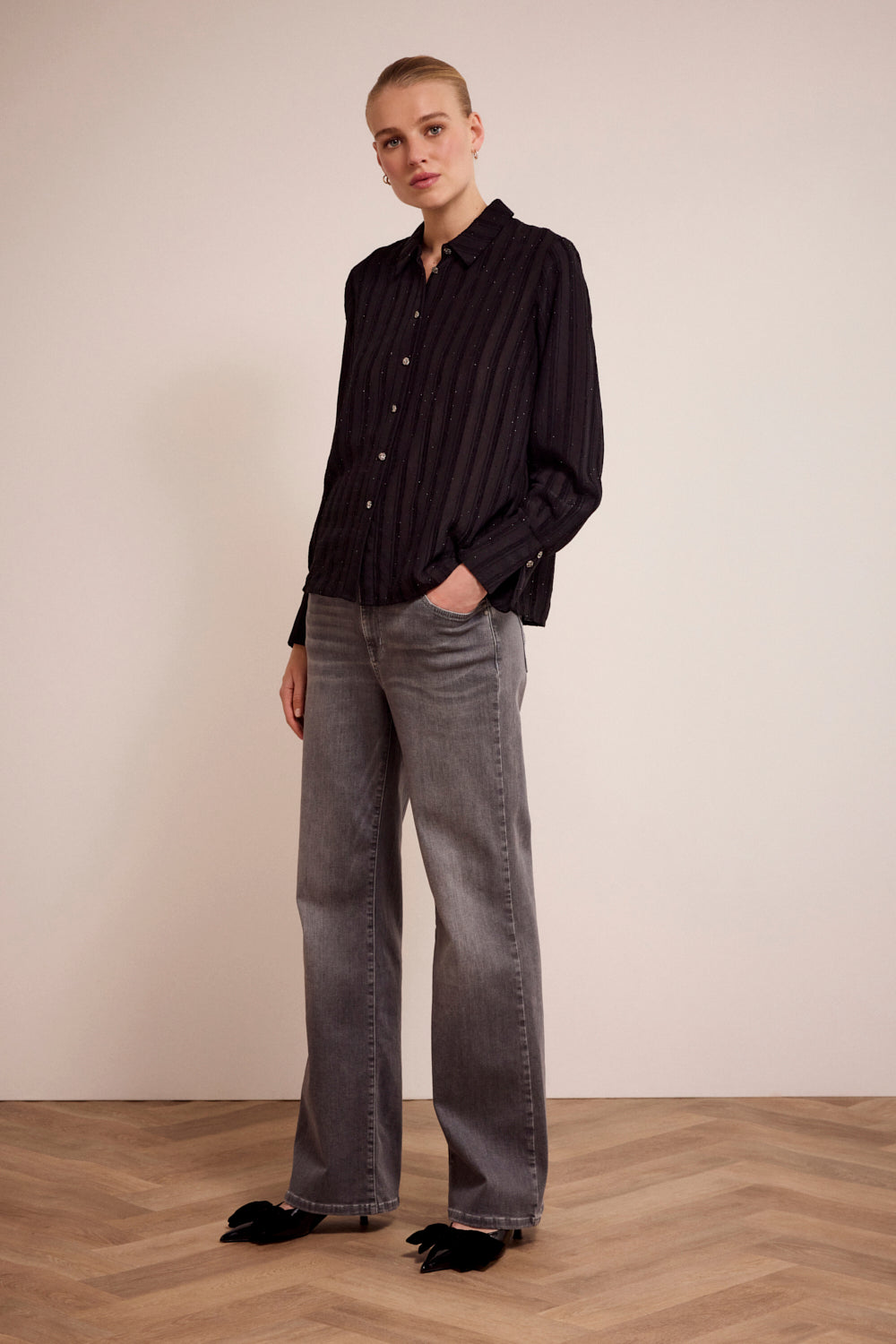 Wide Leg Jeans Tramontana Black Stone Denim