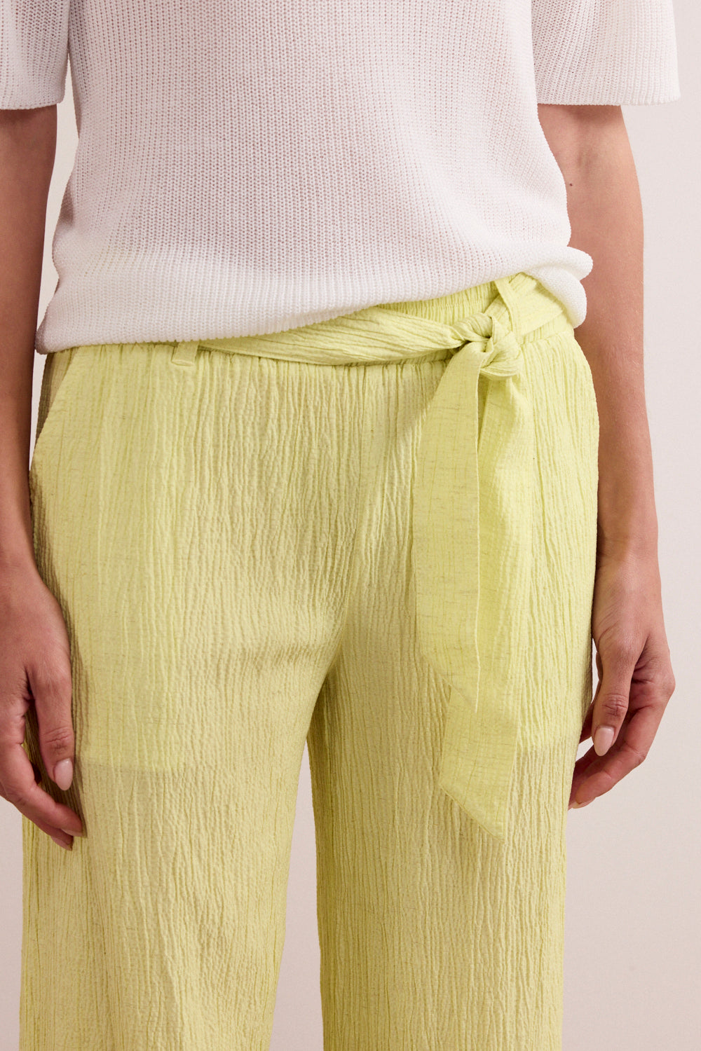 Tramontana Creased Wide-Leg Trousers Celery