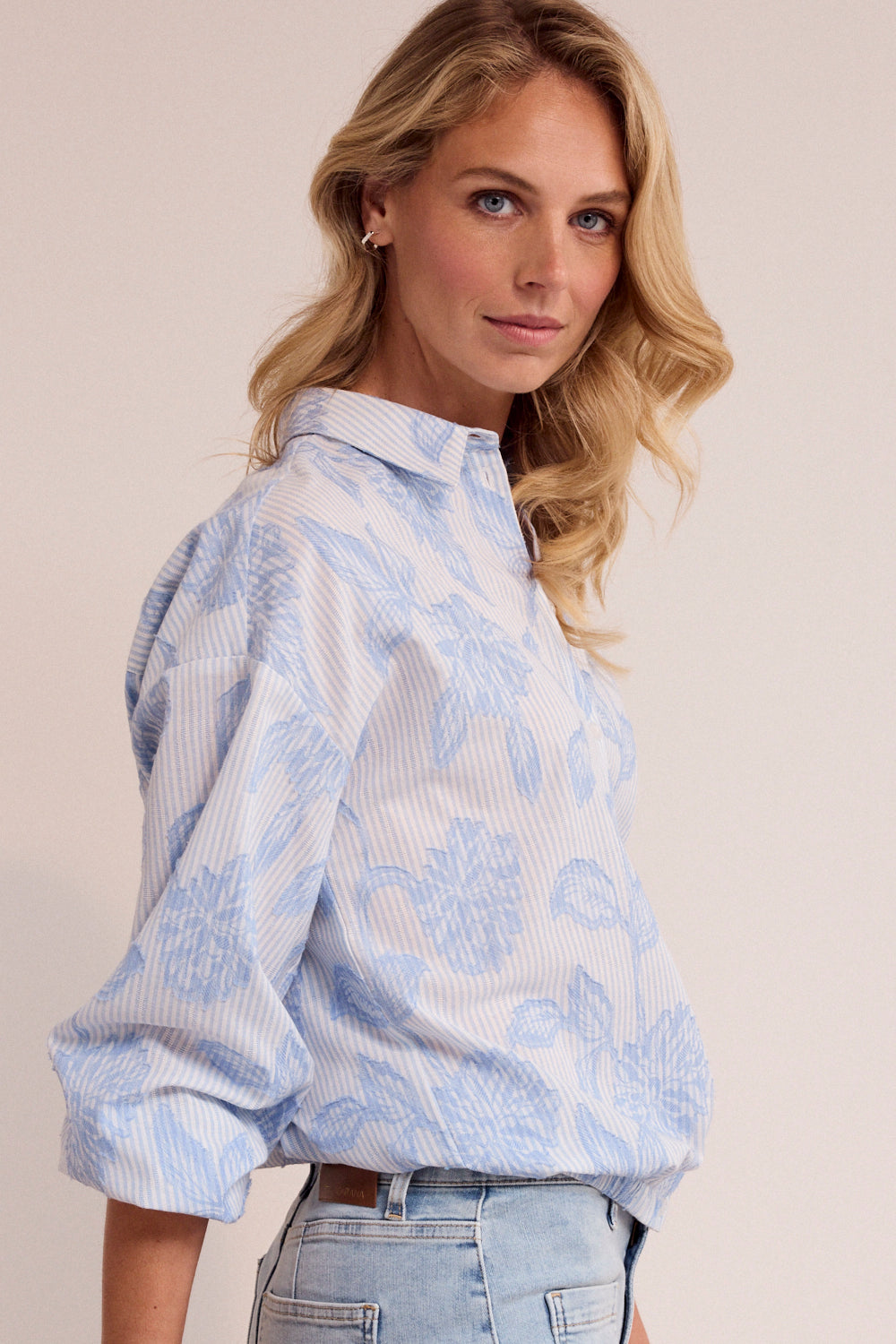 Tramontana Blouse Flower Pattern Breezy Blue