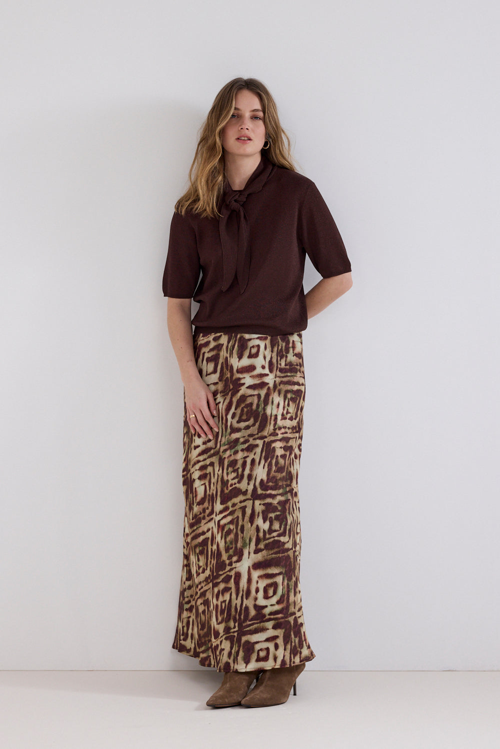 Tramontana Short-Sleeve Jumper Shawl Chocolate