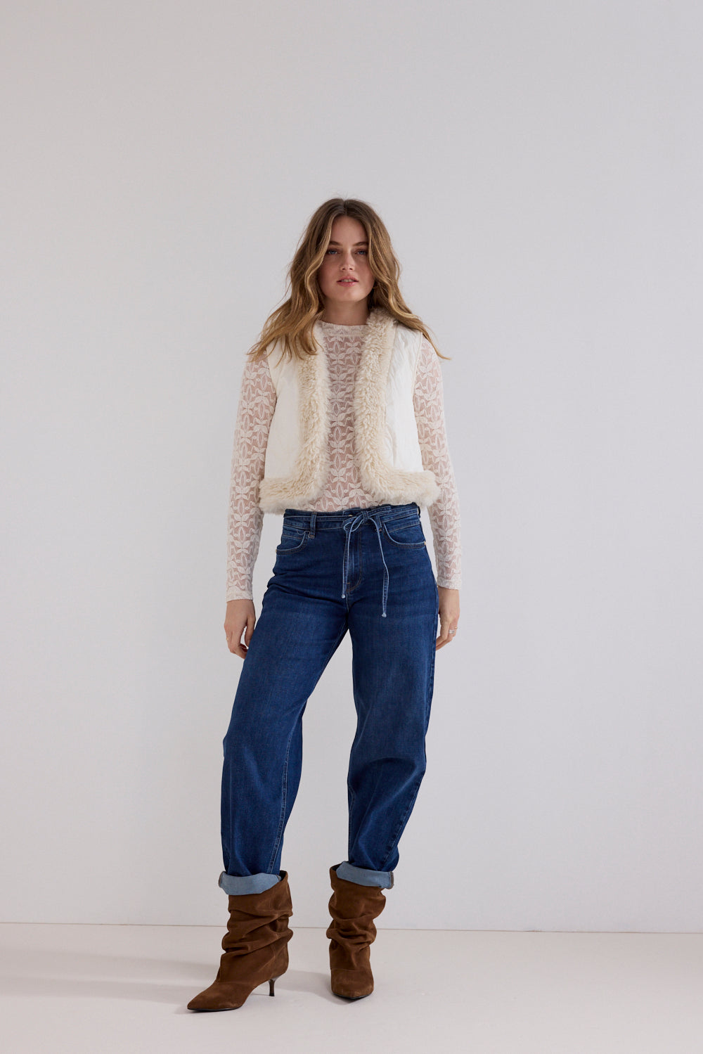 Tramontana Faux Fur Detailed Vest Snow