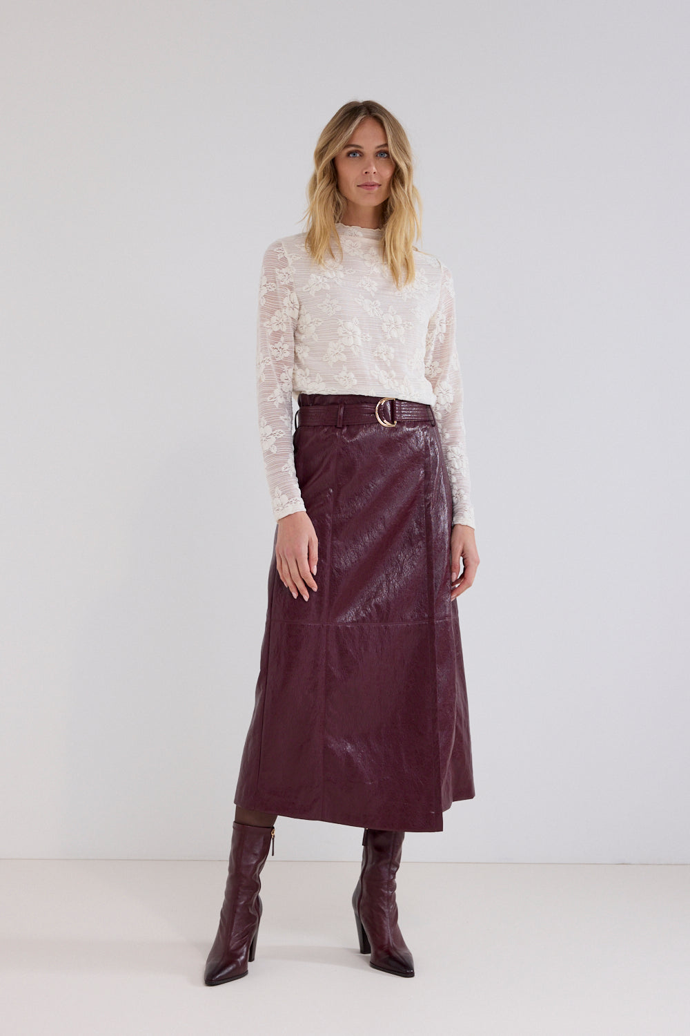 Tramontana Pu Skirt Pomegranate