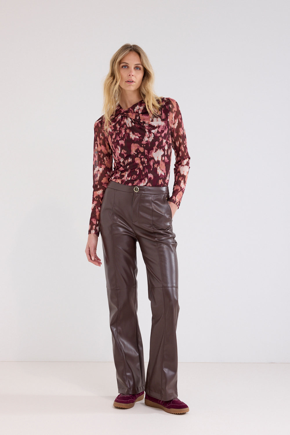 Tramontana Pu Trousers Chocolate