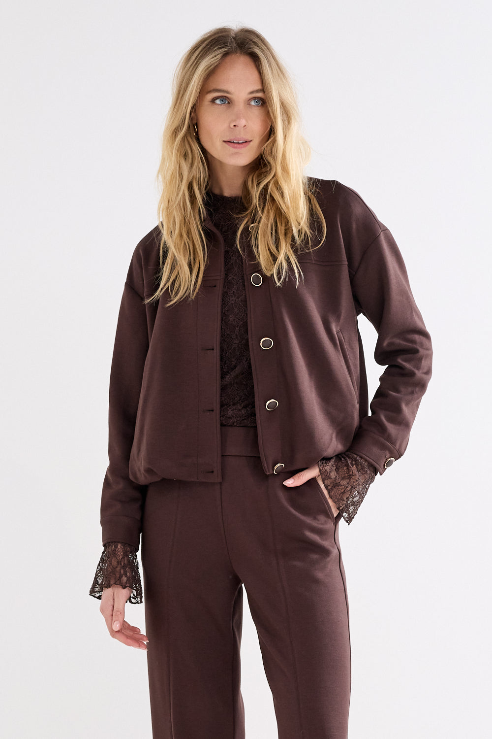 Tramontana Technical Sweat Jacket Cafe Noir
