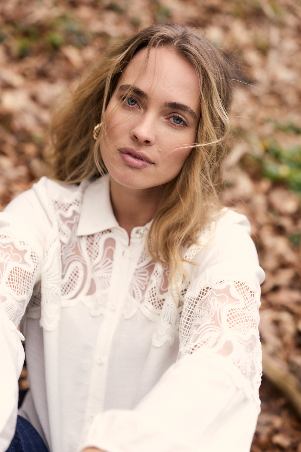 Tramontana Blouse Lace Details Snow