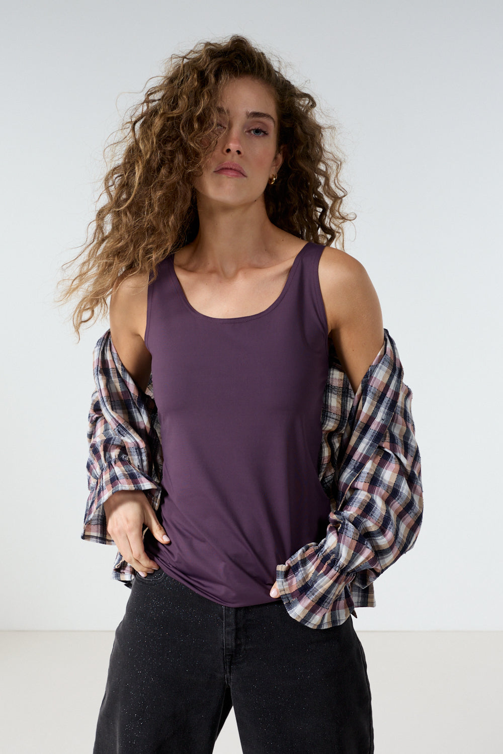 Tramontana Pia Style Top Aubergine Noir
