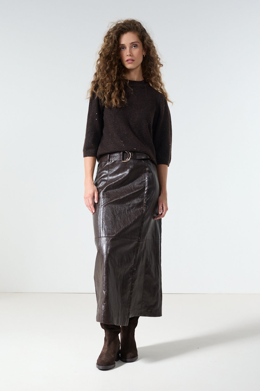 Tramontana PU Skirt Chocolate