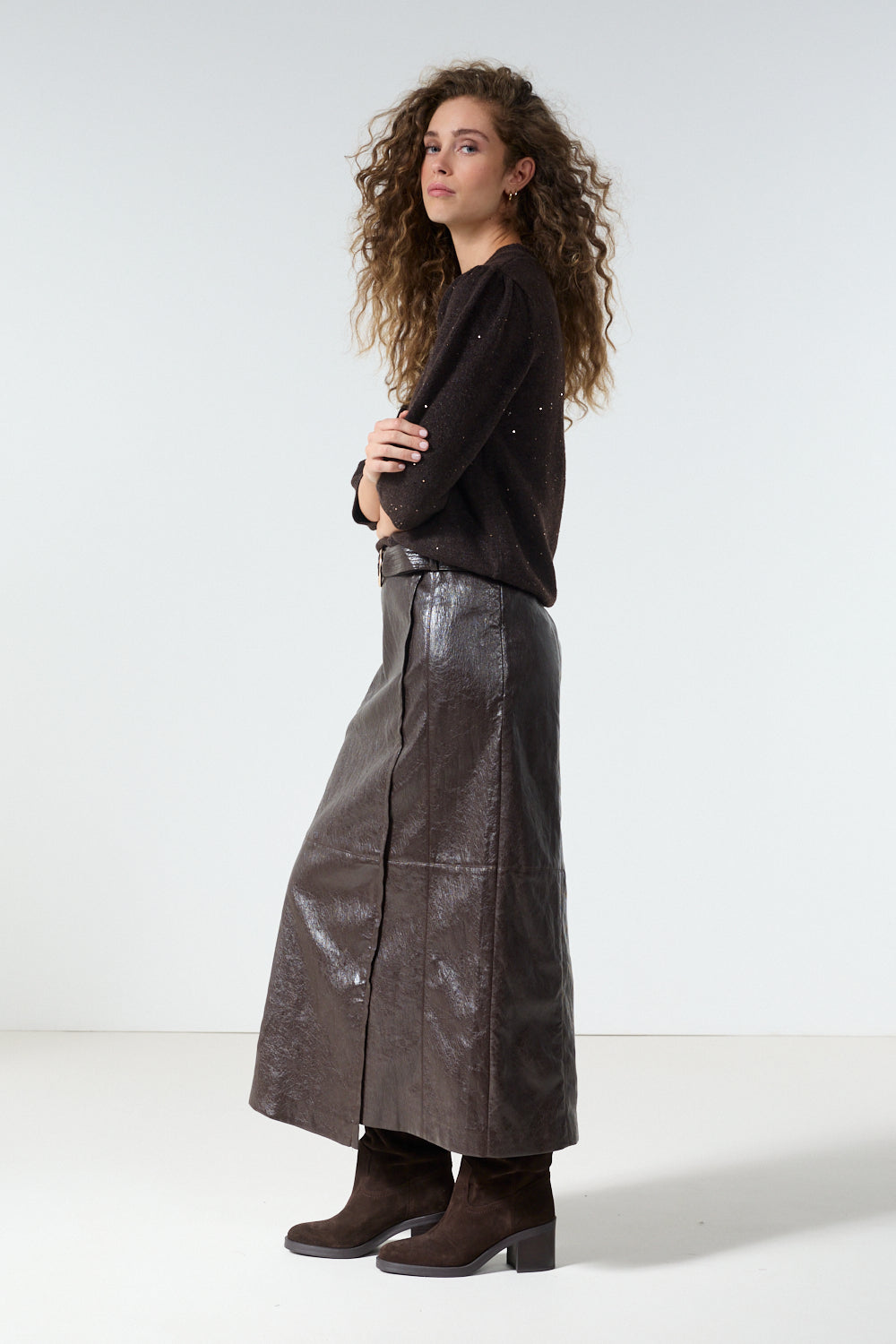 Tramontana PU Skirt Chocolate