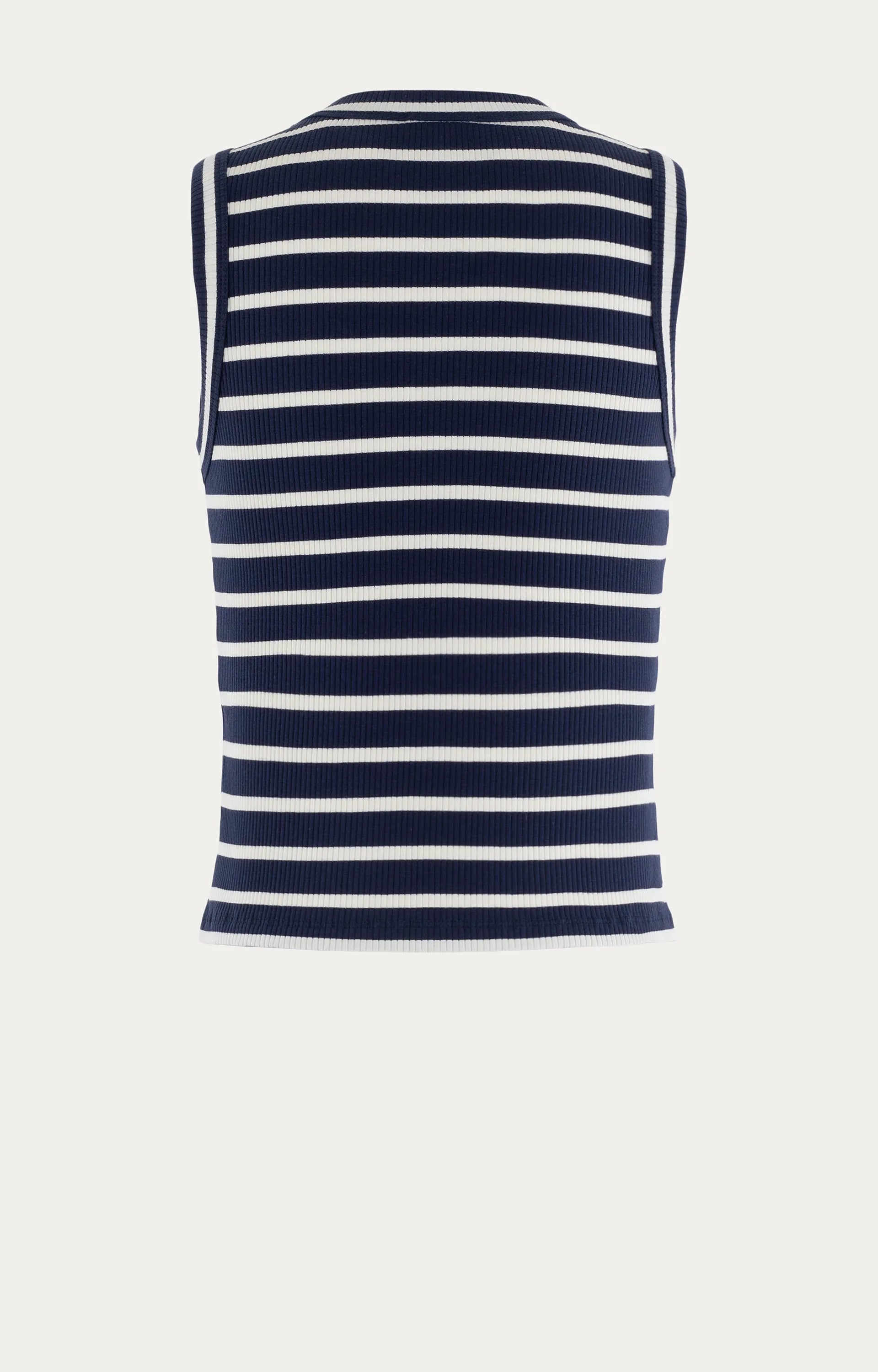 Anna Blue Top Ribby Navy Blue Stripe
