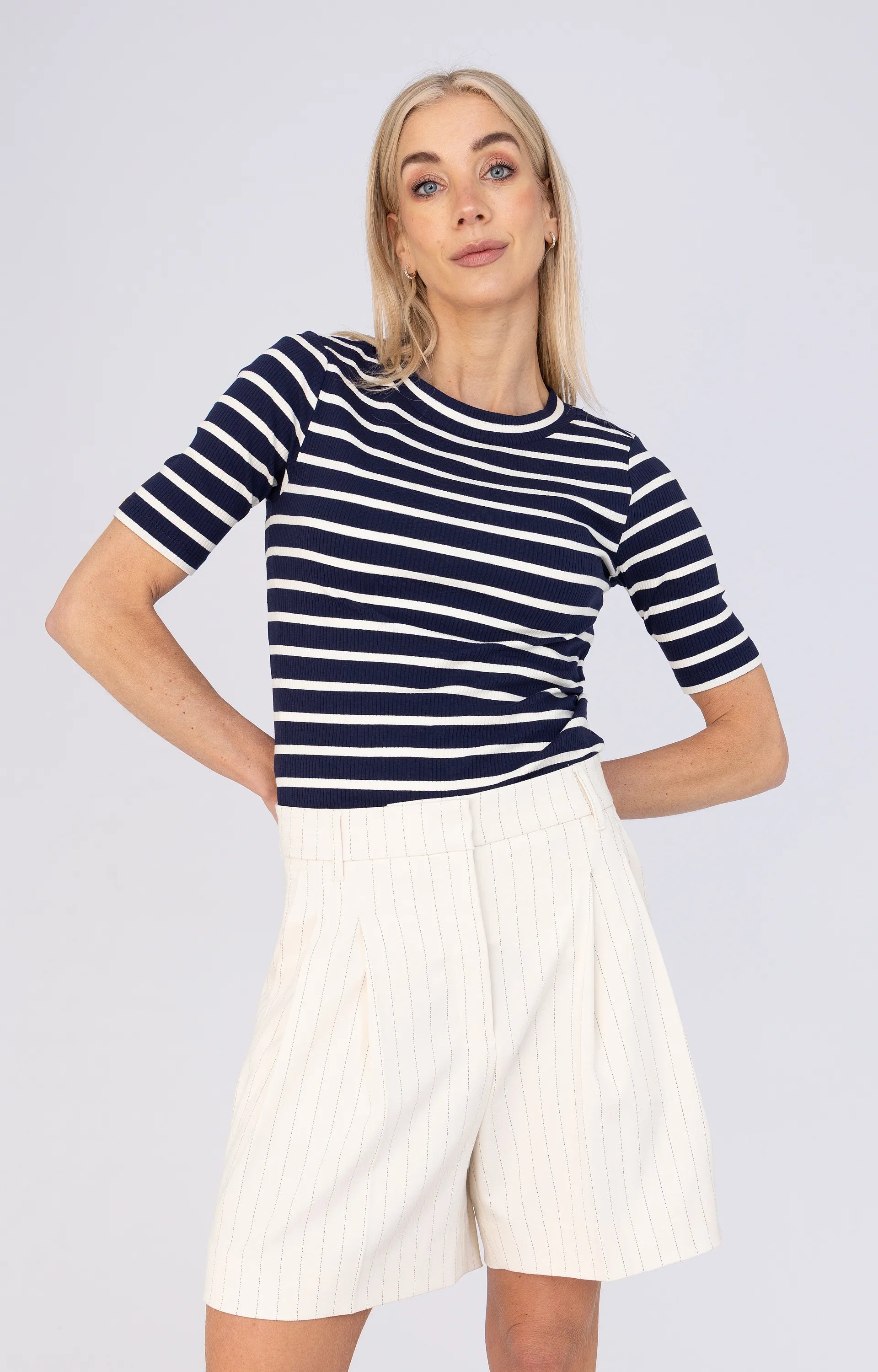 Anna Blue Tshirt Kelly Navy Blue Stripe