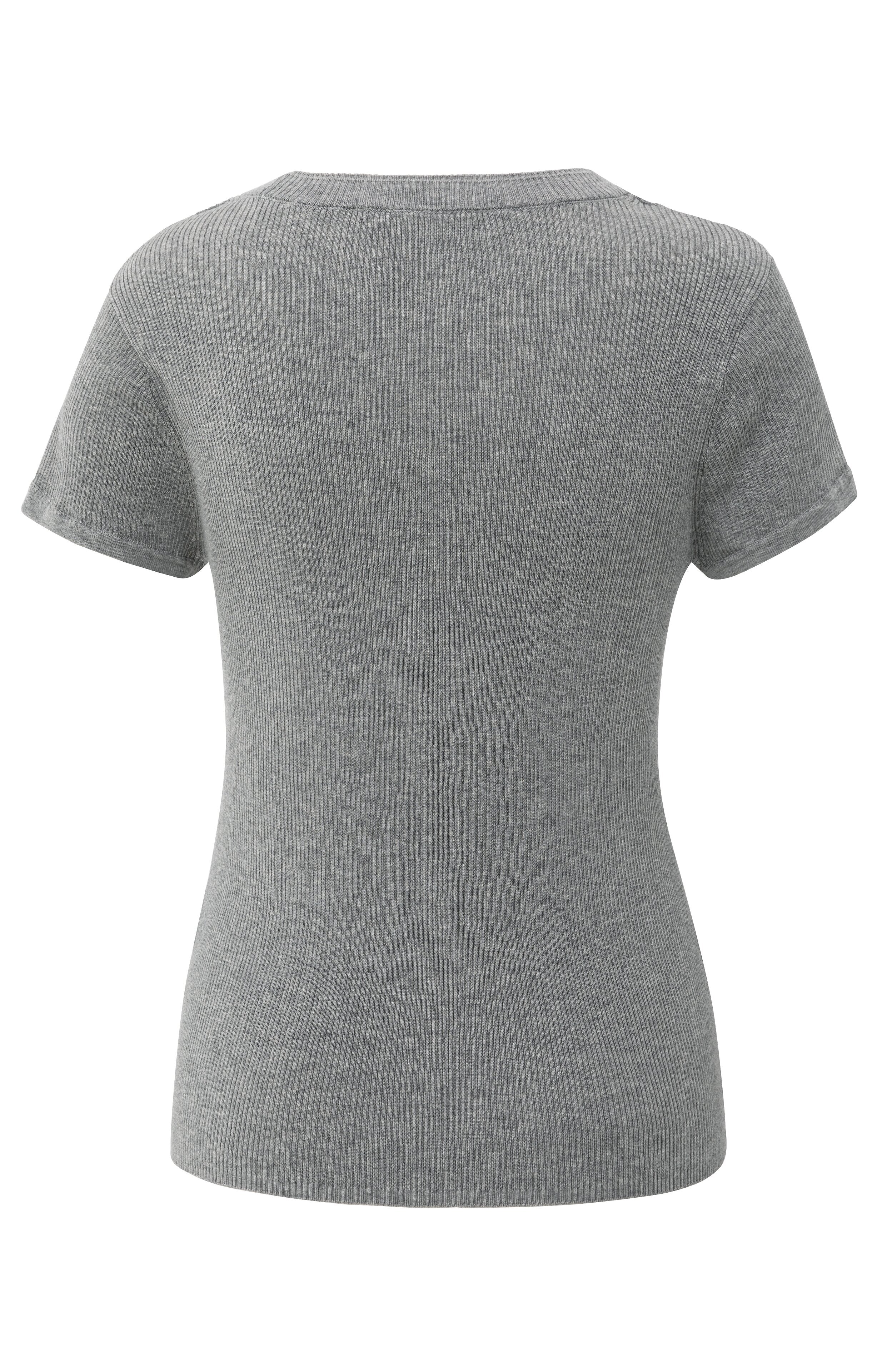 Geribde Top Dubbele Halslijn YAYA Medium Grey Melange