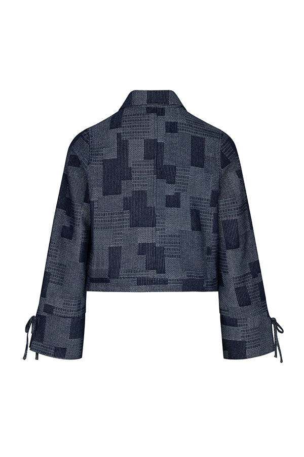 Lofty manner Blouse Ilja Patchwork Straight Mid Blue