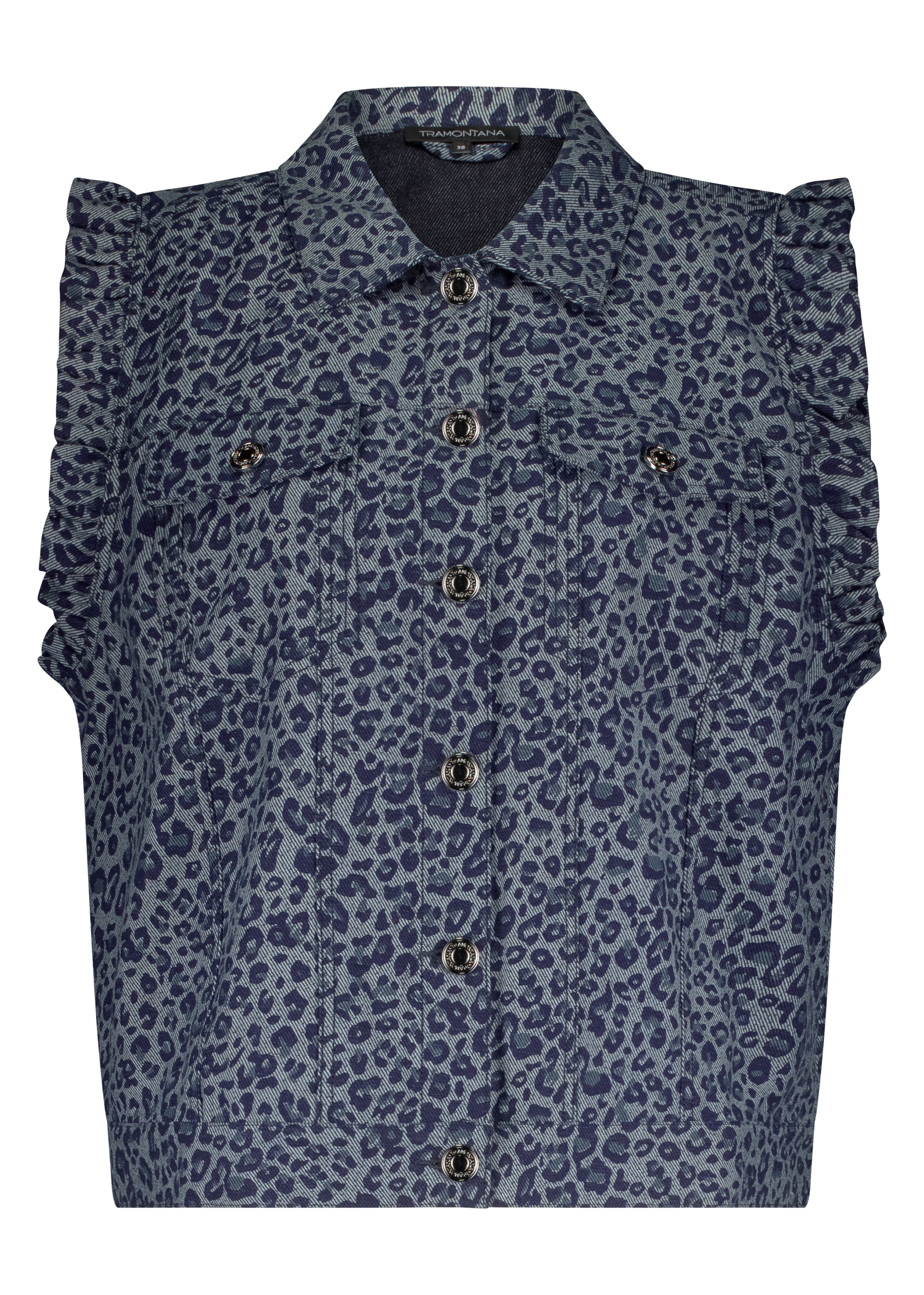 Leopard Denim Vest Tramontana