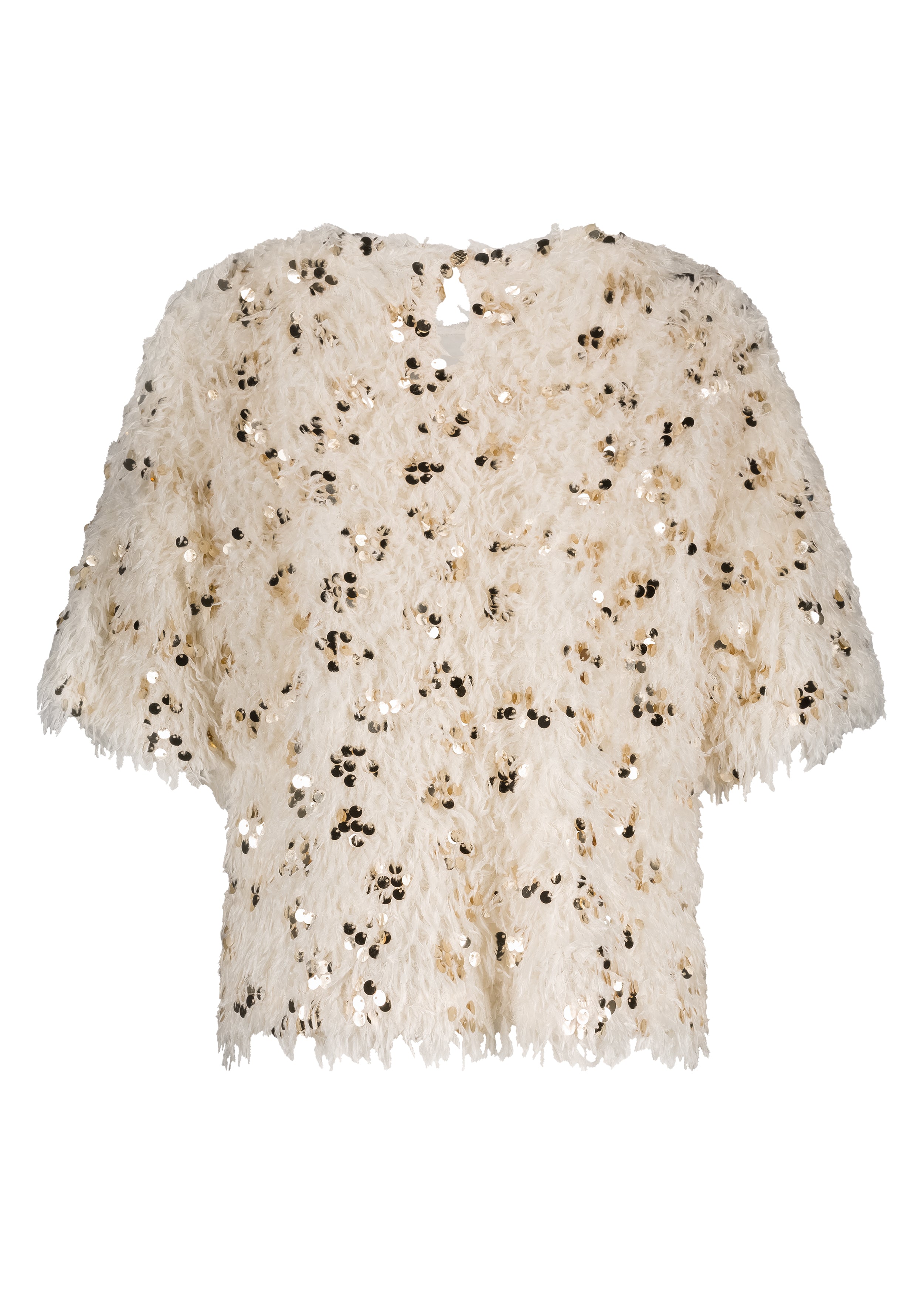 Tramontana Feathered Sequin Top Stone