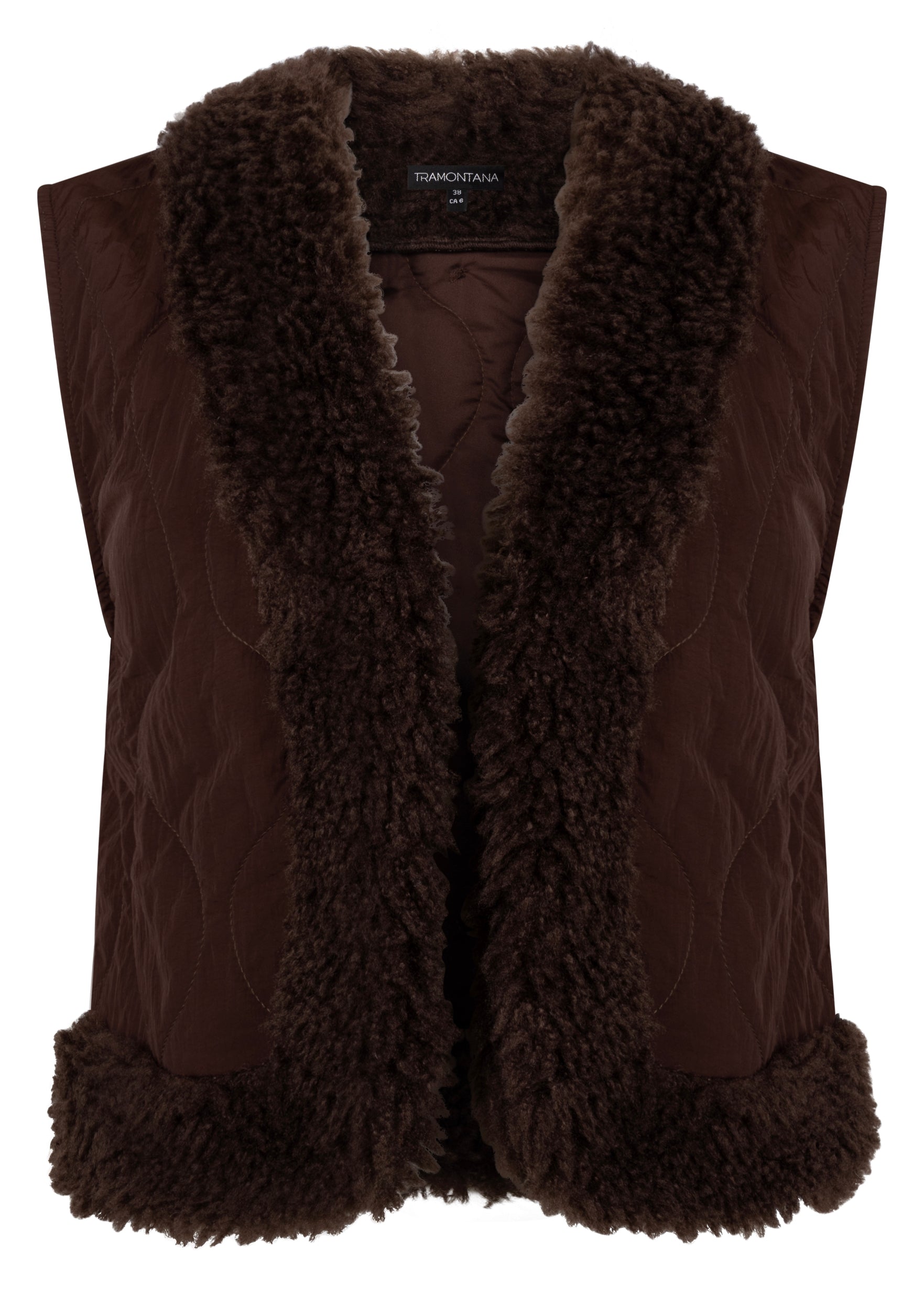 Tramontana Faux Fur Detailed Vest Chocolate