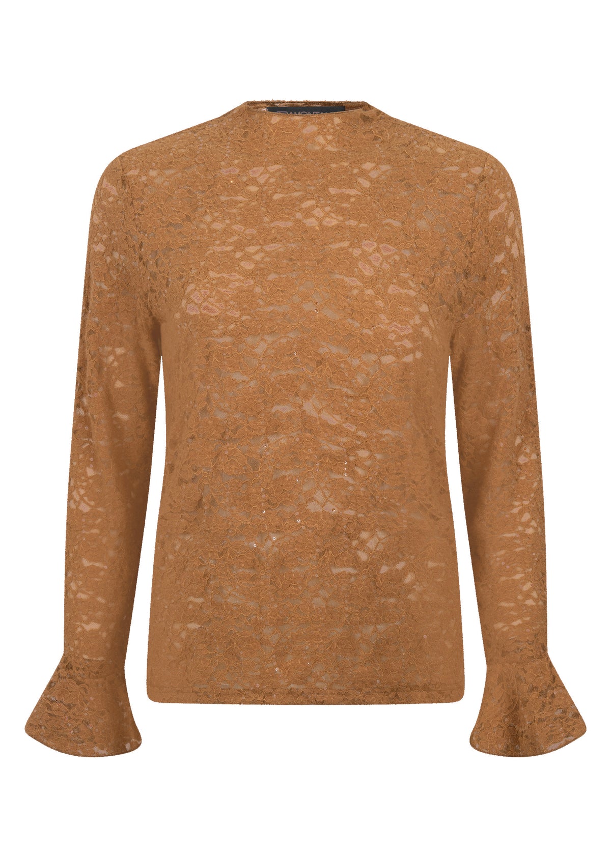 Tramontana Flared-Cuff Lace Top Cinnamon
