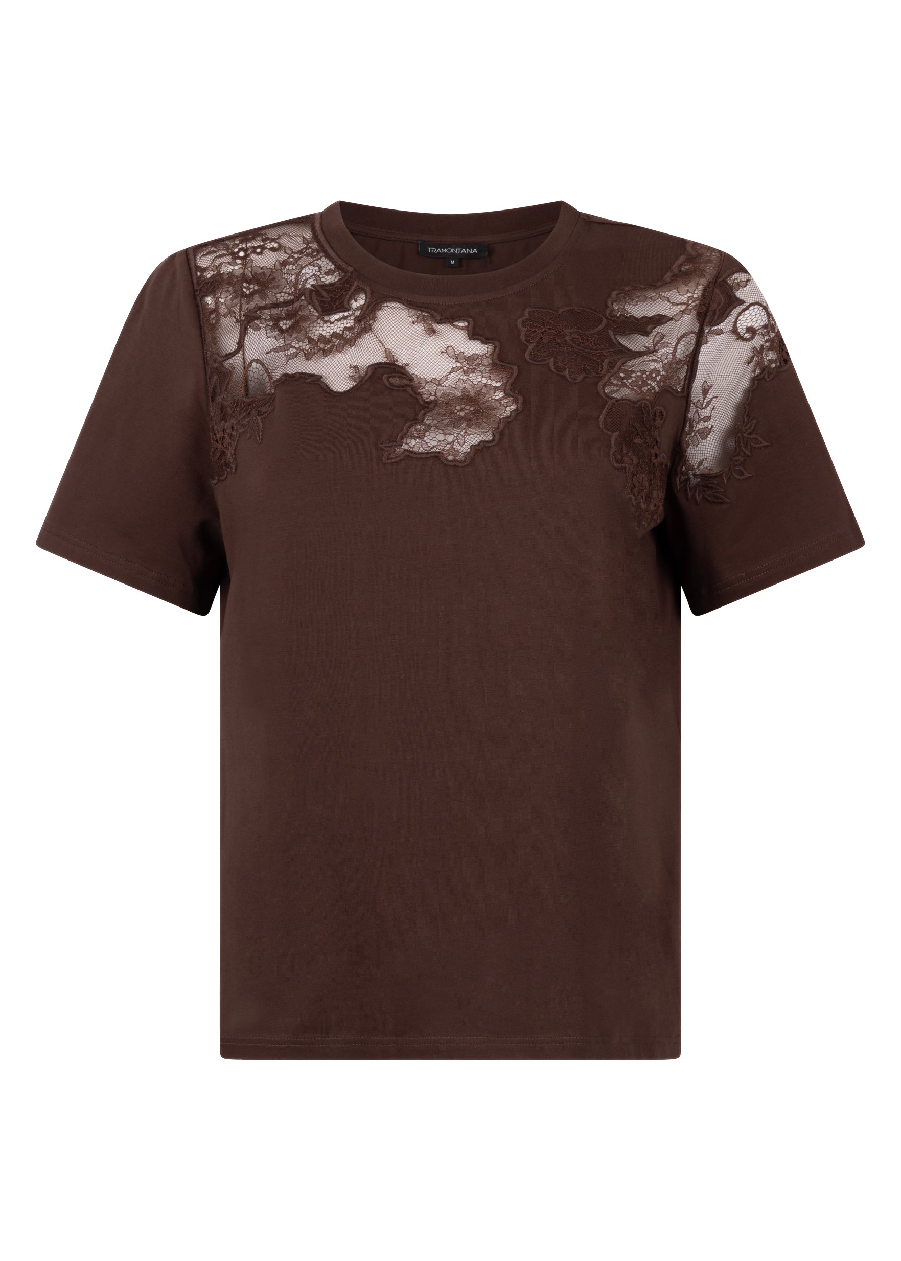 Tramontana T-shirt Lace Insert Chocolade