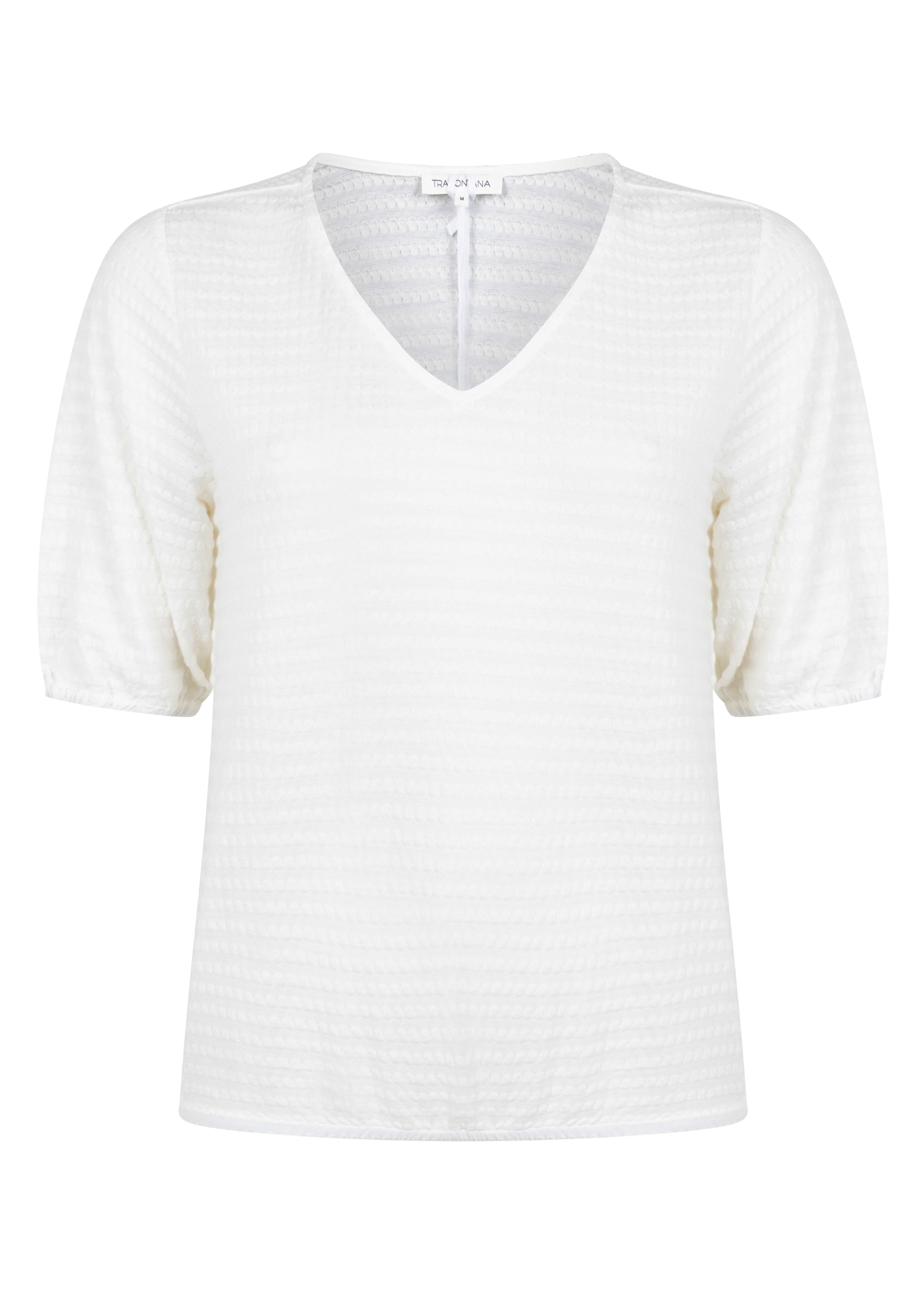 Tramontana Puff-Sleeve V-Neck Top Off White