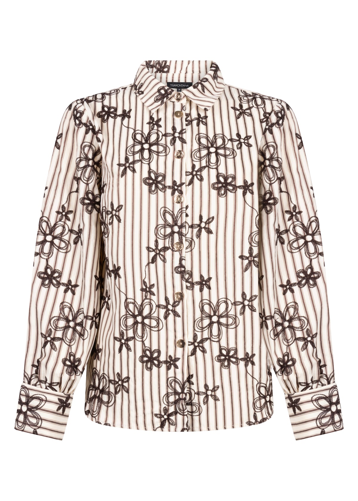 Tramontana Striped Blouse Embr