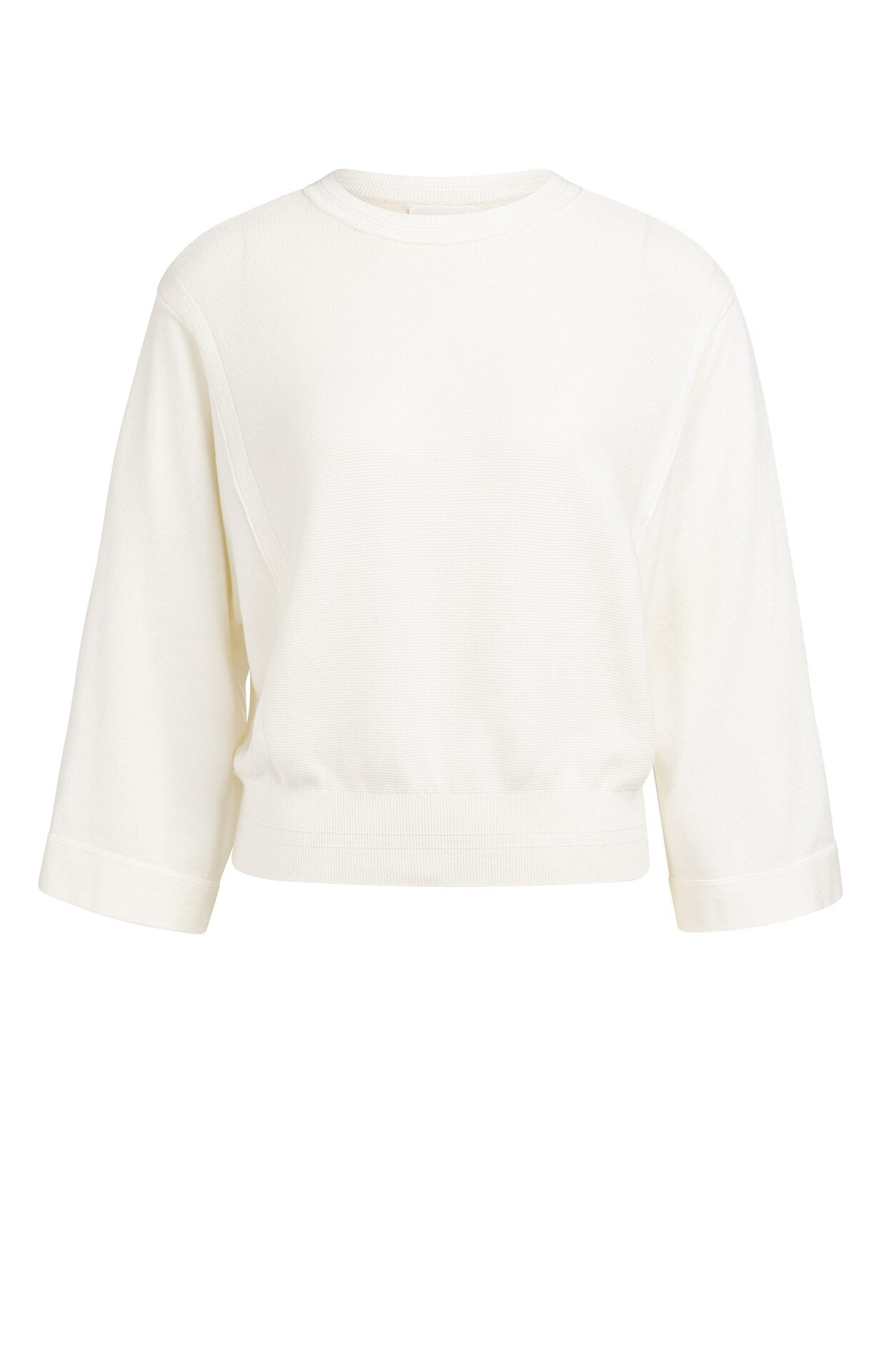 YAYA Trui Met Gemixte Texturen Ivory White