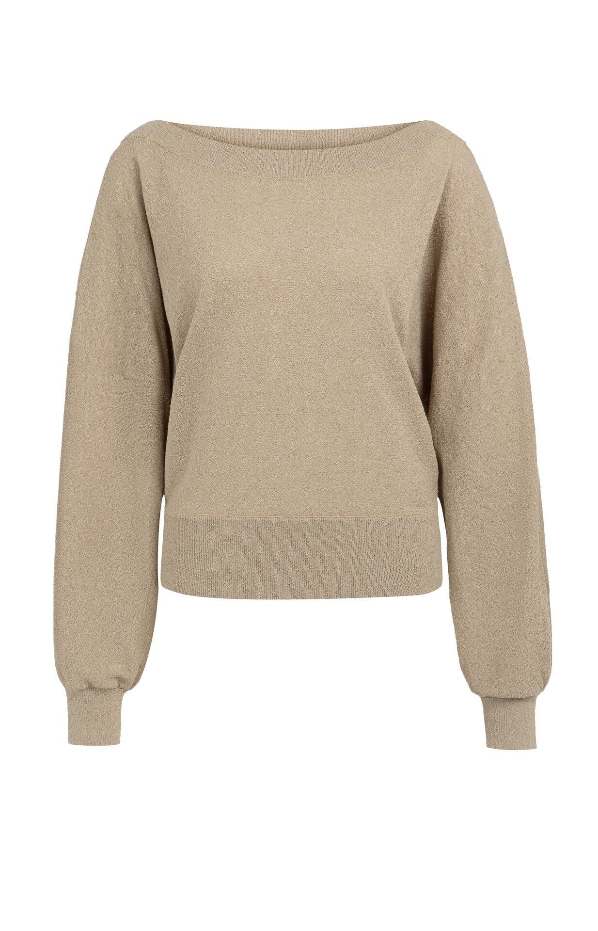 YAYA Batwing Towel Knit Trui Crockery Brown