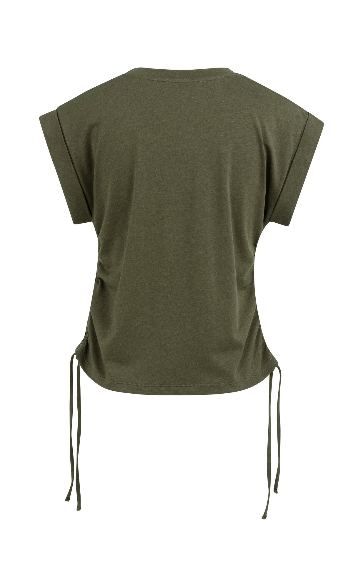 YAYA Top Met Koorddetails Army Green