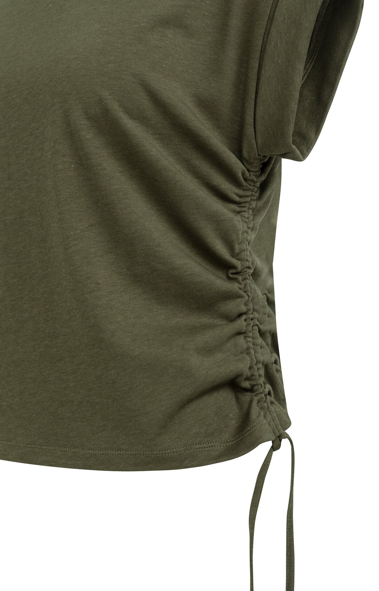 YAYA Top Met Koorddetails Army Green