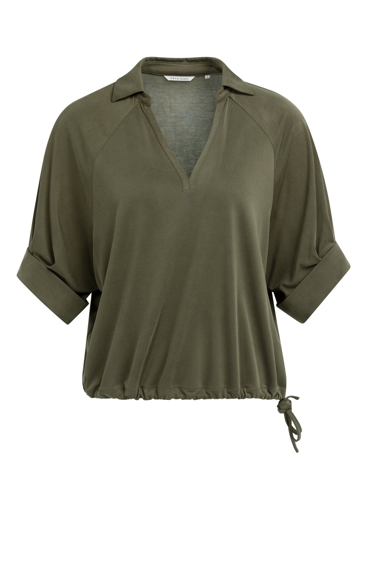 Yaya Jersey Top Pleated Sleeve