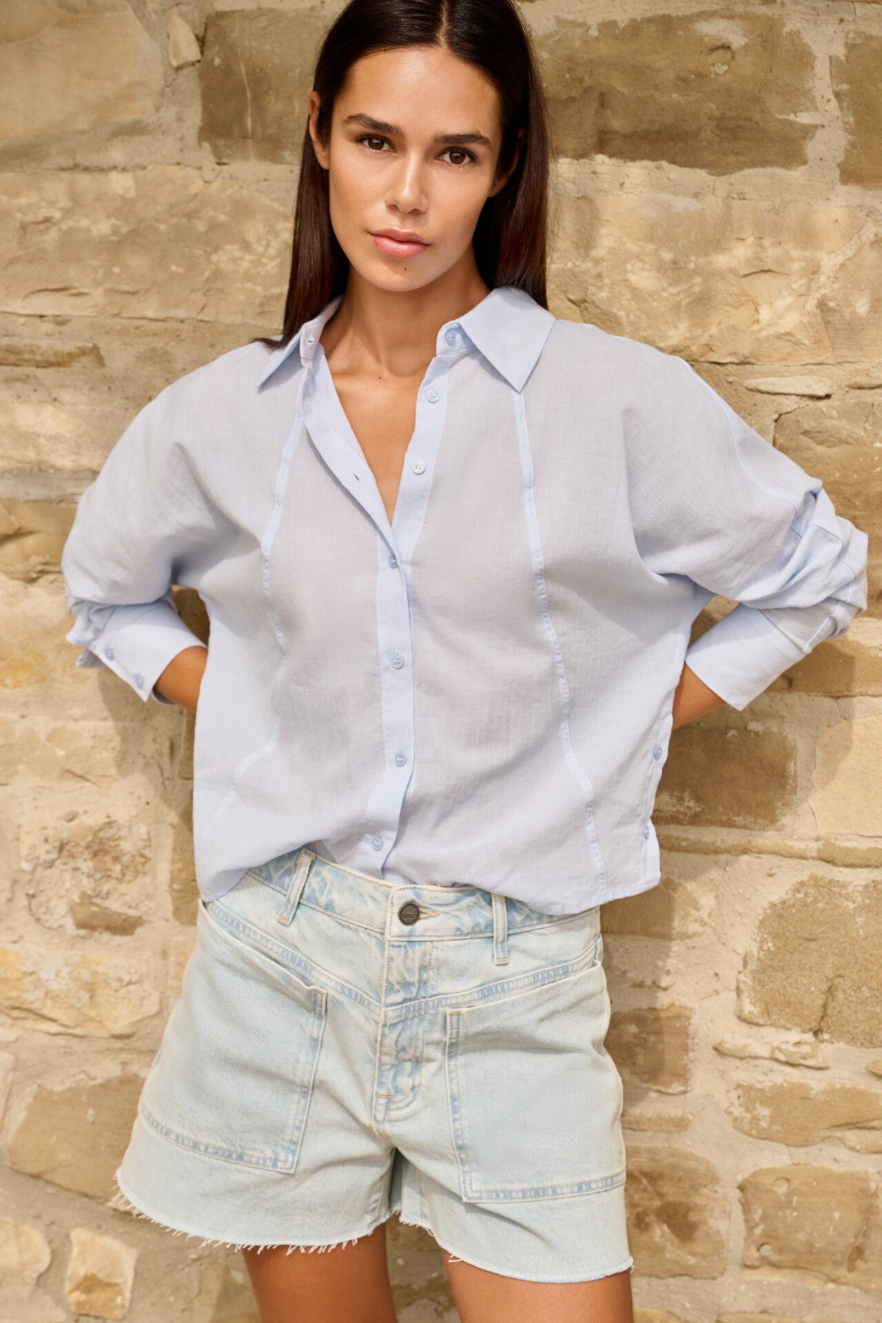 Yaya Batwing Blouse Light Blue