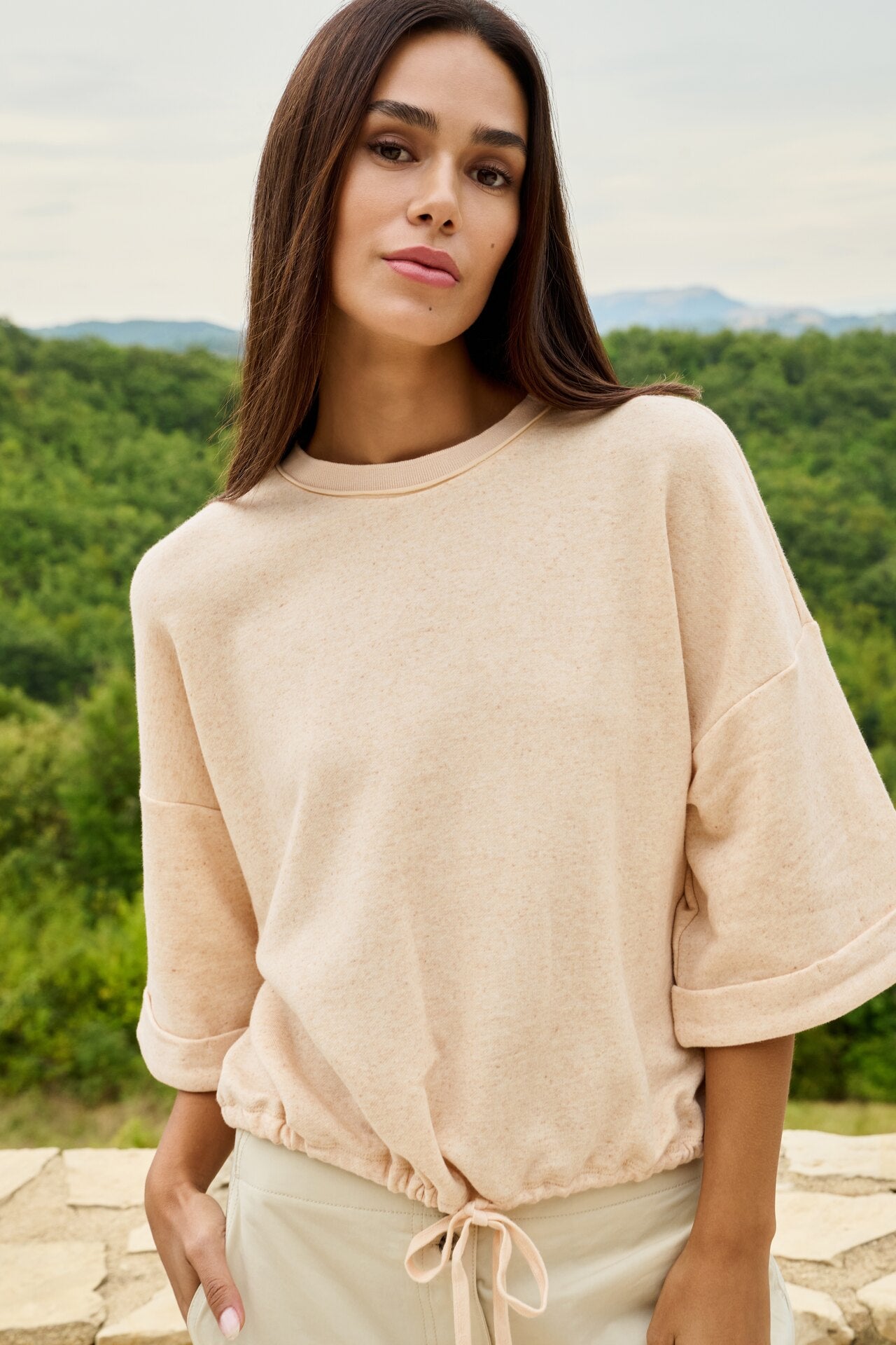 Yaya Sleeve Sweartshirt Amber
