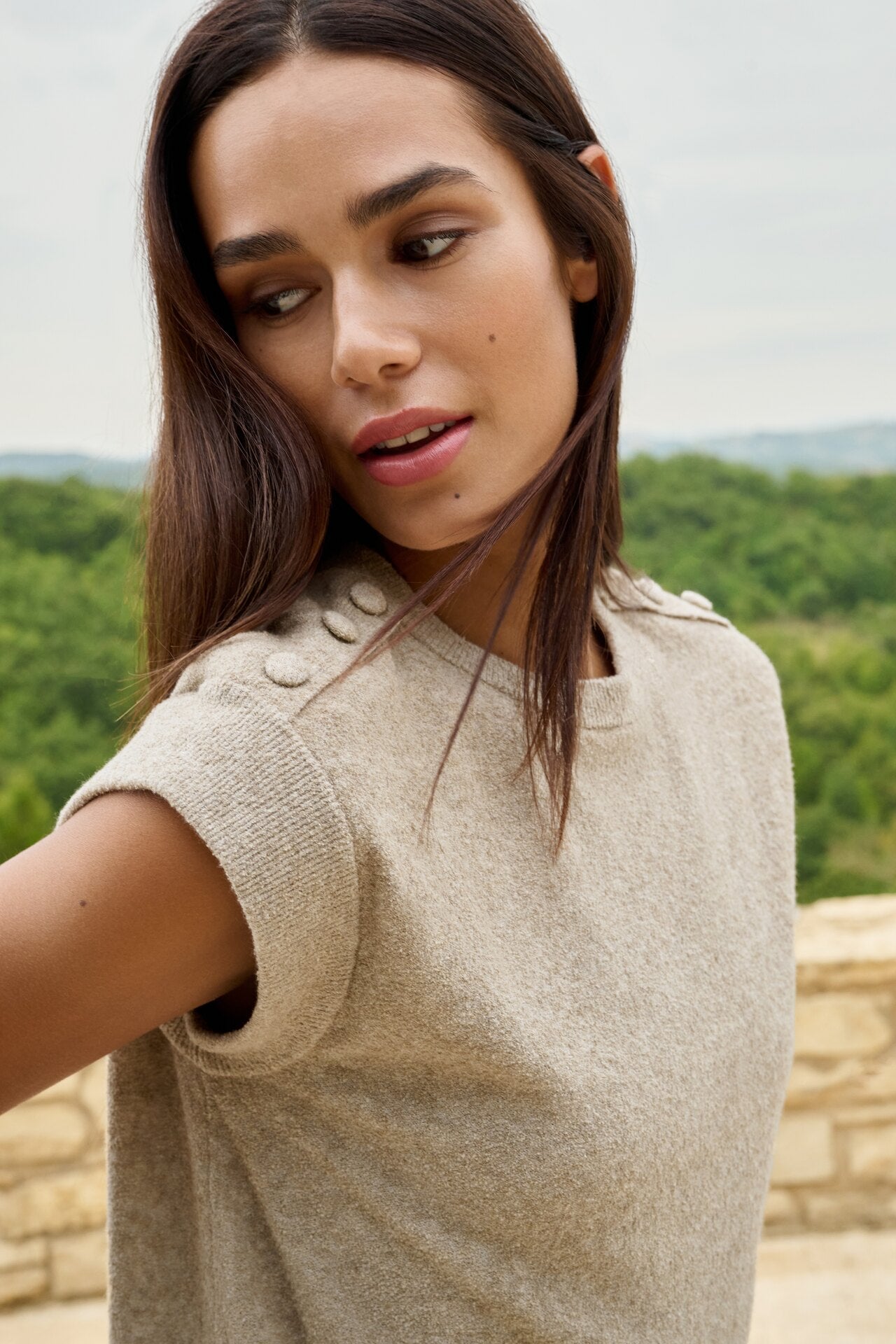 Yaya Sleeveless Top Buttons