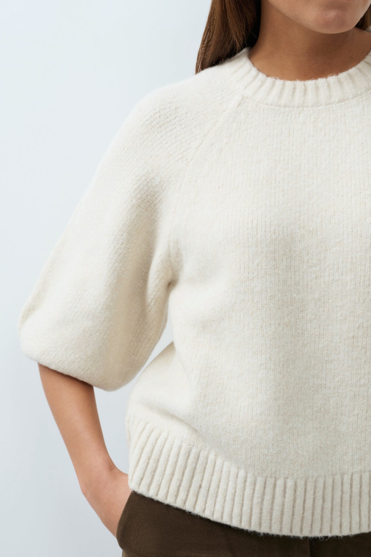 YAYA Trui Met Mouwen Met Structuur Cashmere Grey Melange