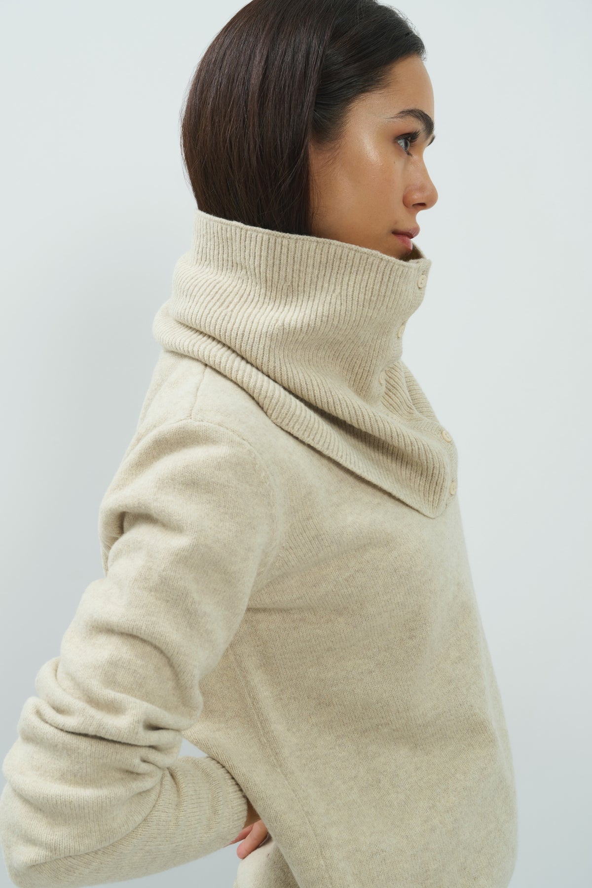 YAYA Trui Sjaal Light Beige