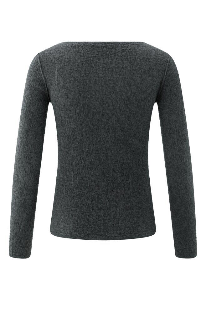 Fijngebreide Top Structuur YAYA Oyster Black