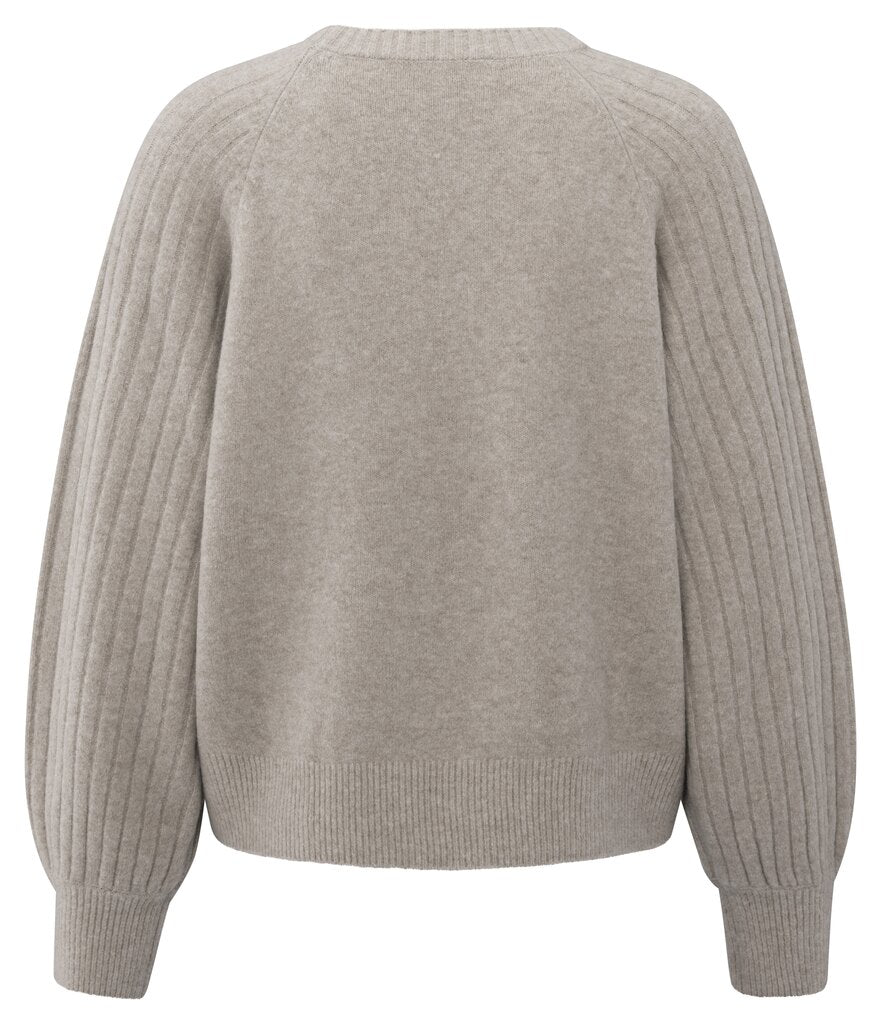 Rib Mixed Sweater YAYA Brownish Grey Melange