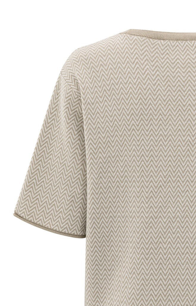 Jacquard T-shirt Zigzag Patroon YAYA Sand Beige Dessin
